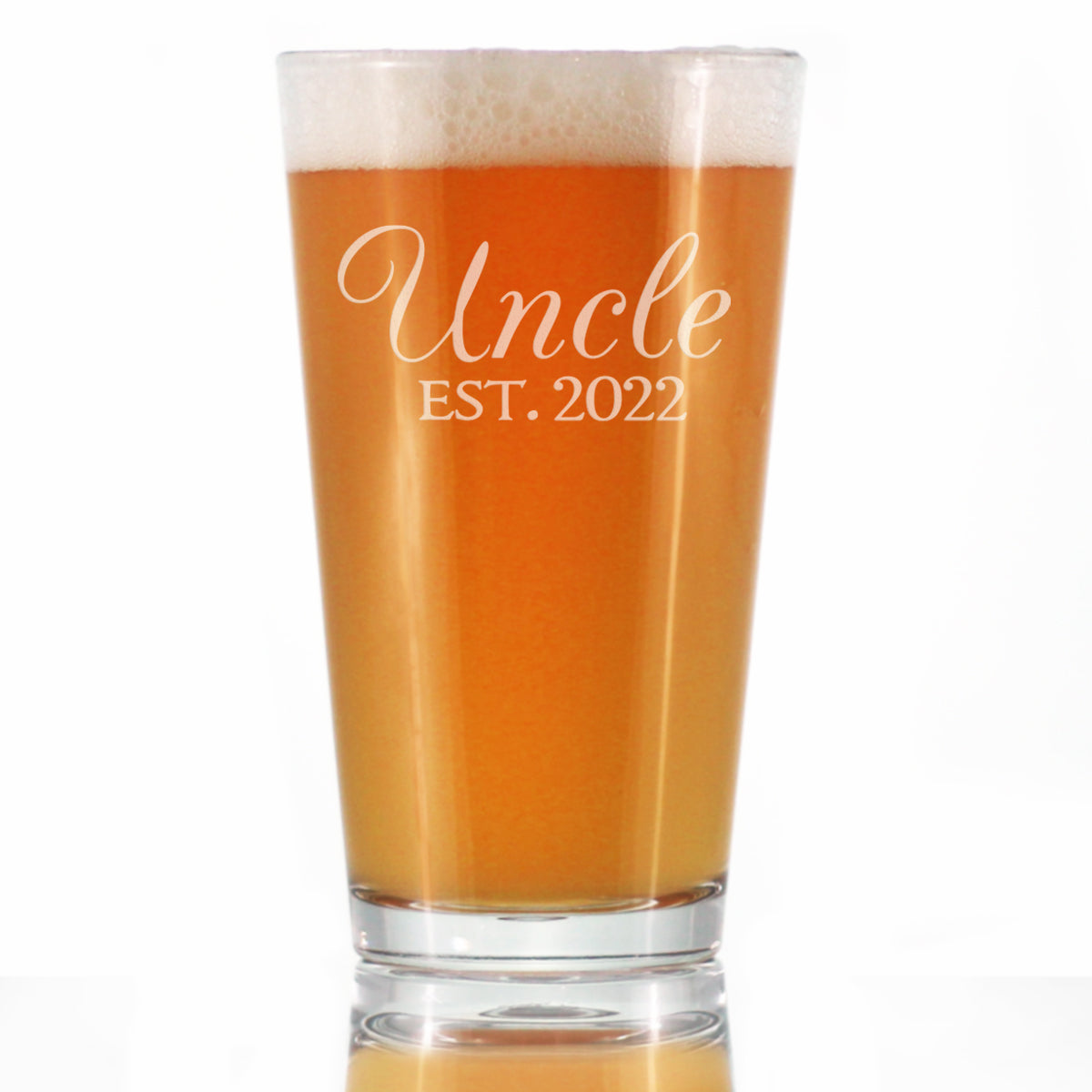 Uncle Est 2022 - Pint Glass Gift for First Time Uncles - Decorative 16 Oz Glasses