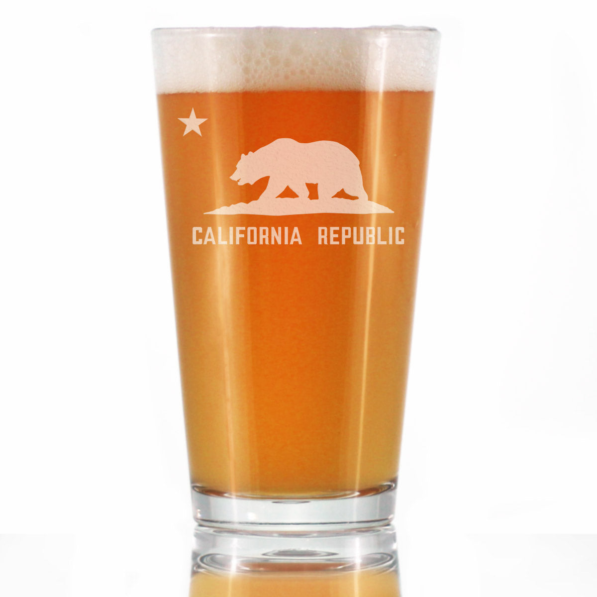 California State Flag Pint Glass for Beer - State Themed Drinking Decor and Gifts for Californian Women &amp;amp; Men - 16 Oz Glasses