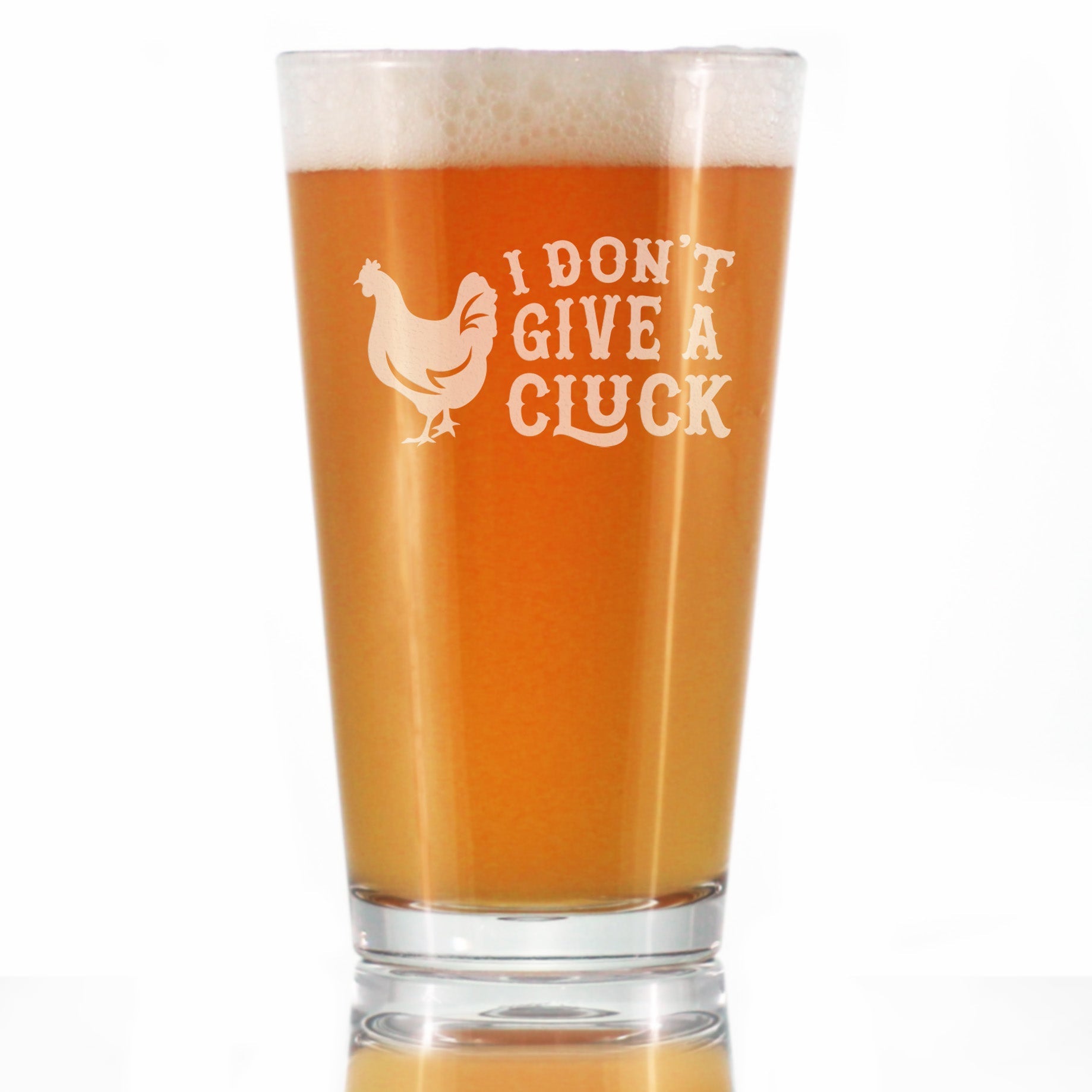 Don&amp;#39;t Give a Cluck - 16 oz Pint Glass for Beer - Funny Chicken Gifts for Men &amp;amp; Women - Unique Drinking Decor