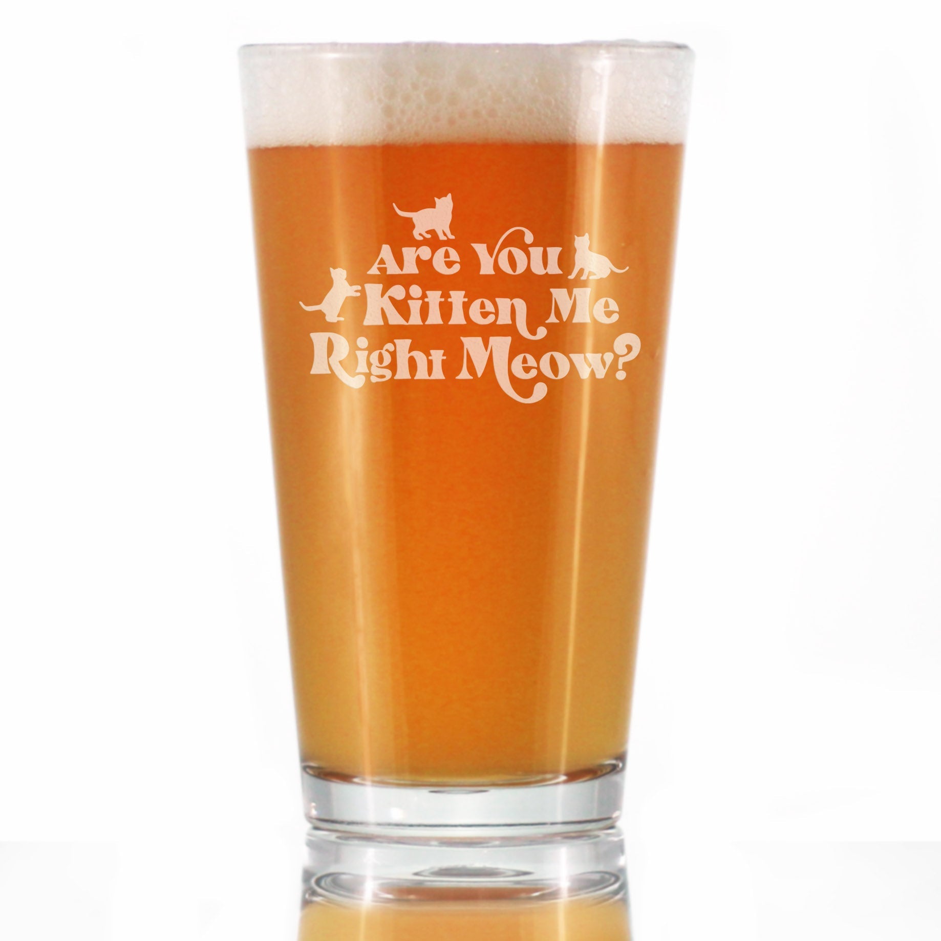 Are You Kitten Me Right Meow - 16 Ounce Pint Glass