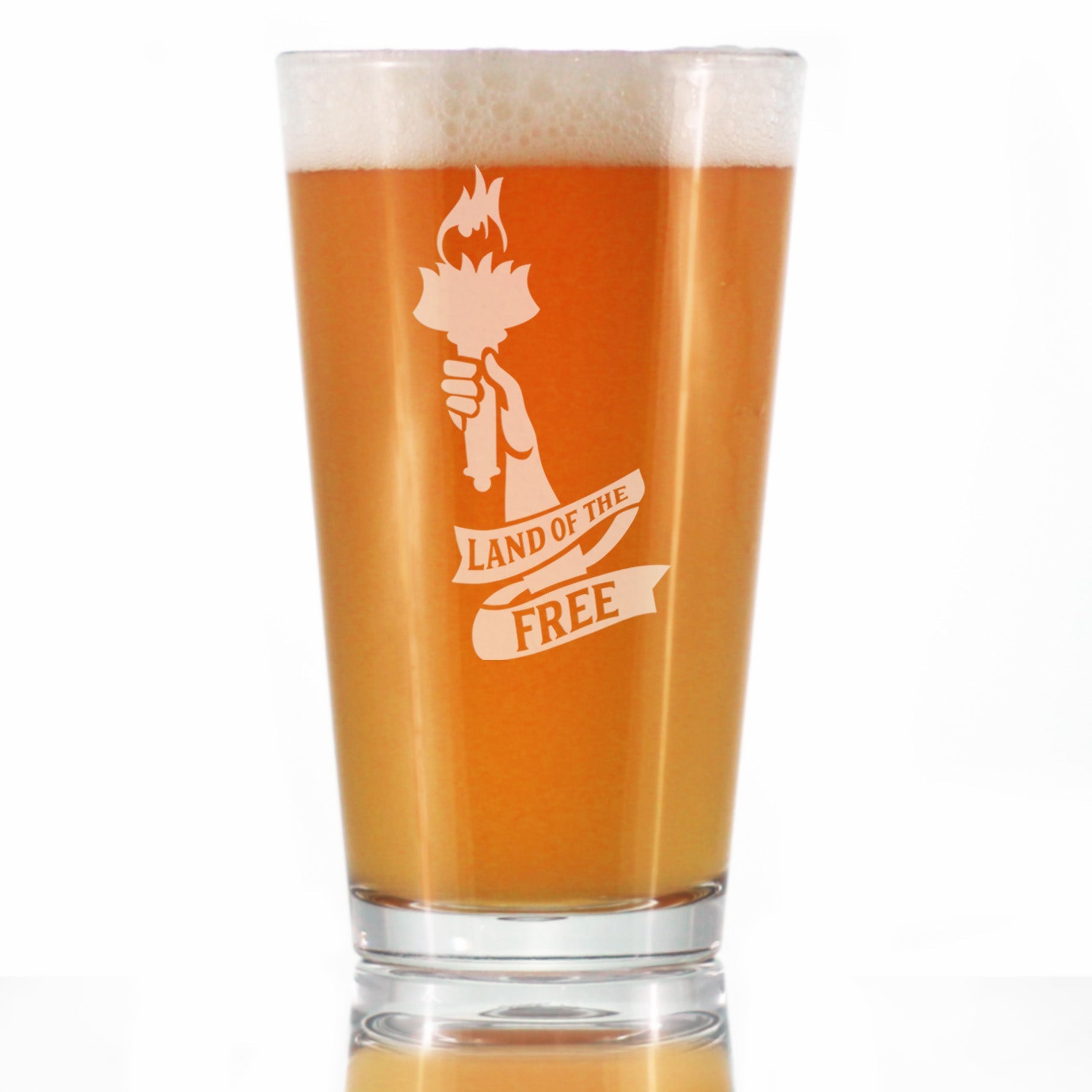 Land of the Free - American Patriotic Pint Glass Gift for Beer Drinking Men &amp;amp; Women - 16 oz Glasses