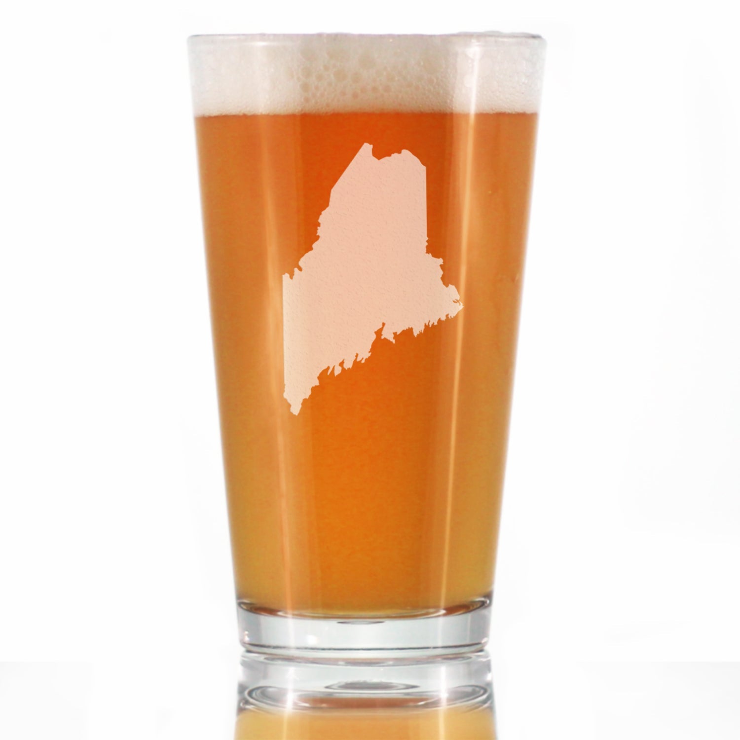 Maine State Outline Pint Glass for Beer - State Themed Drinking Decor and Gifts for Mainer Women &amp;amp; Men - 16 Oz Glasses