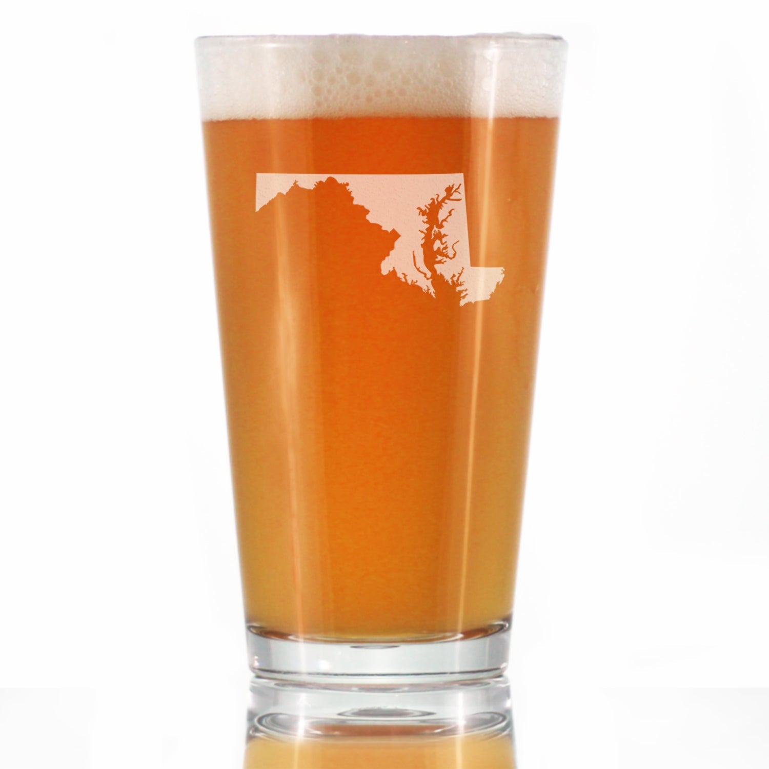Maryland State Outline Pint Glass for Beer - State Themed Drinking Decor and Gifts for Marylander Women &amp;amp; Men - 16 Oz Glasses