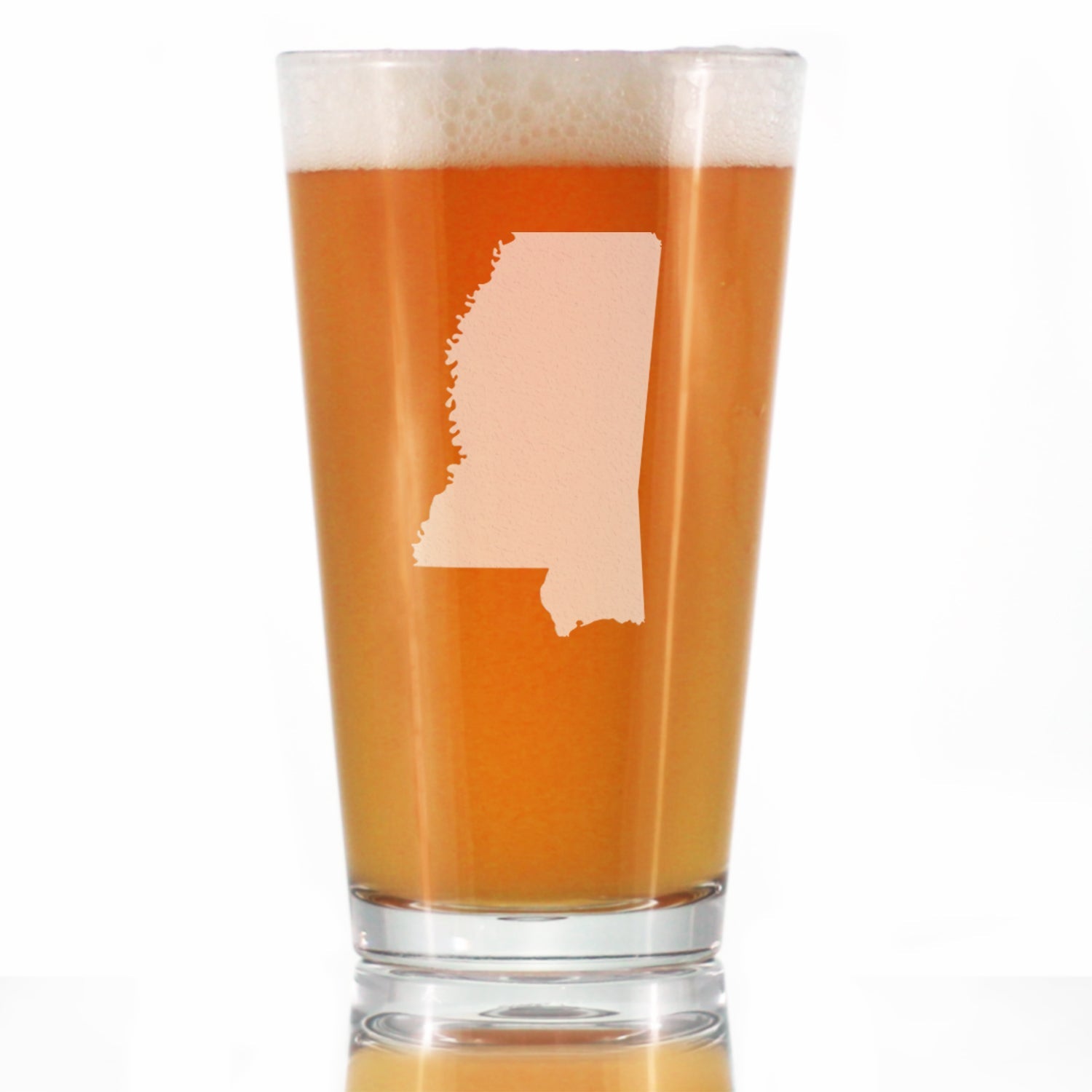 Mississippi State Outline Pint Glass for Beer - State Themed Drinking Decor and Gifts for Mississippian Women &amp;amp; Men - 16 Oz Glasses