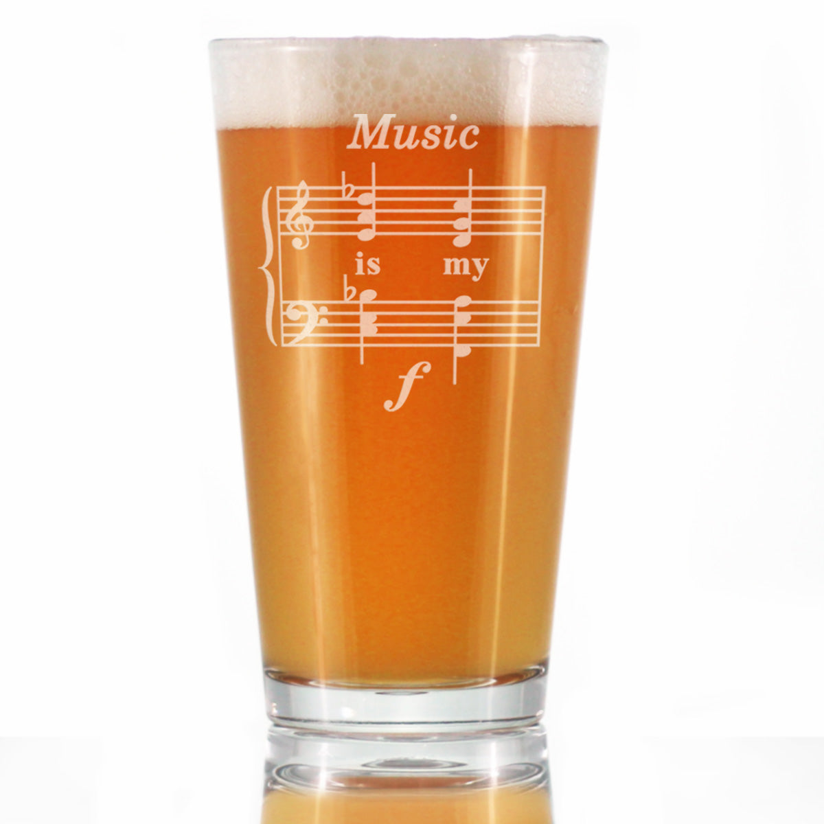 Music Is My Forte - Pint Glass for Beer - Funny Musician Gifts and Musical Accessories - 16 oz Glasses