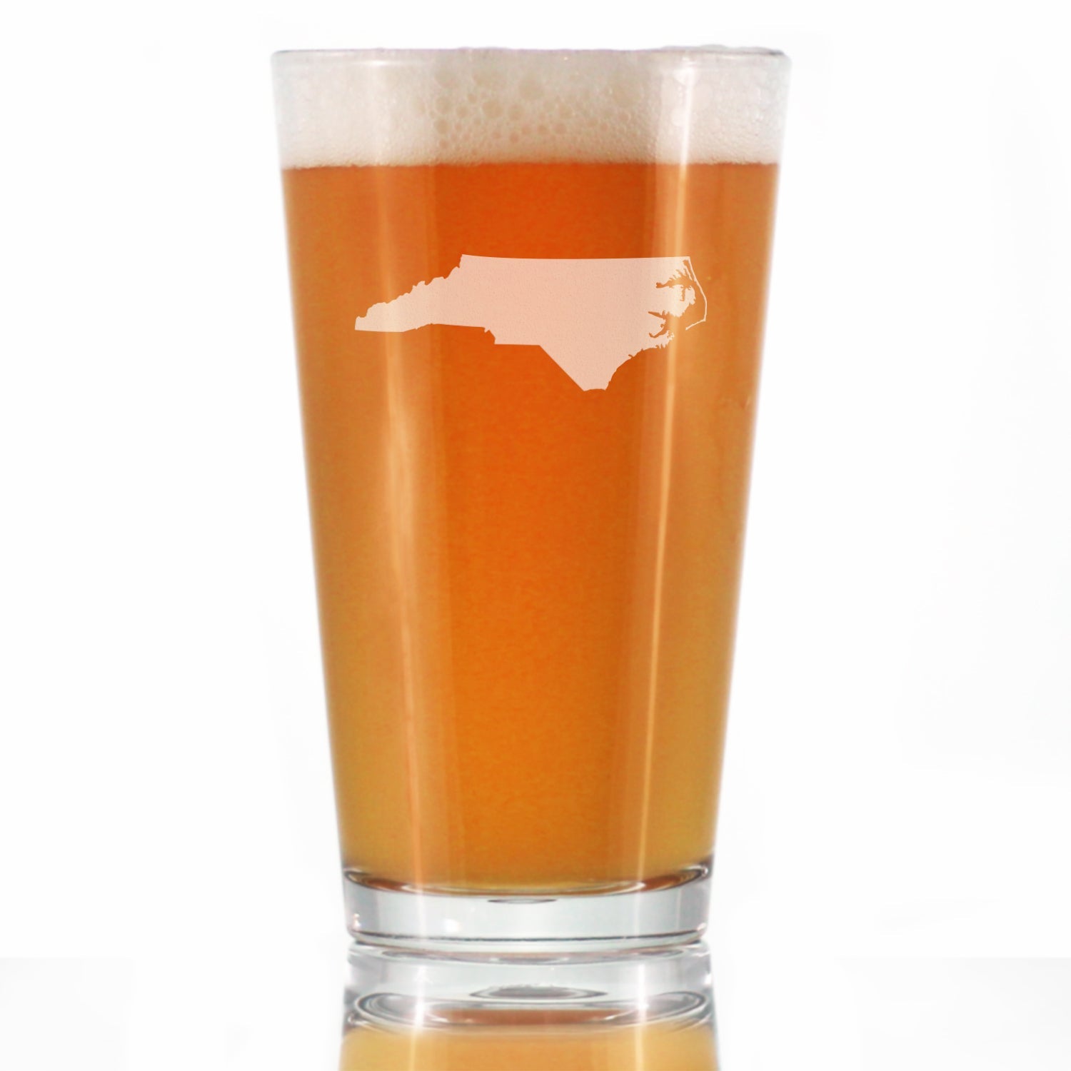 North Carolina State Outline Pint Glass for Beer - State Themed Drinking Decor and Gifts for North Carolinian Women &amp;amp; Men - 16 Oz Glasses
