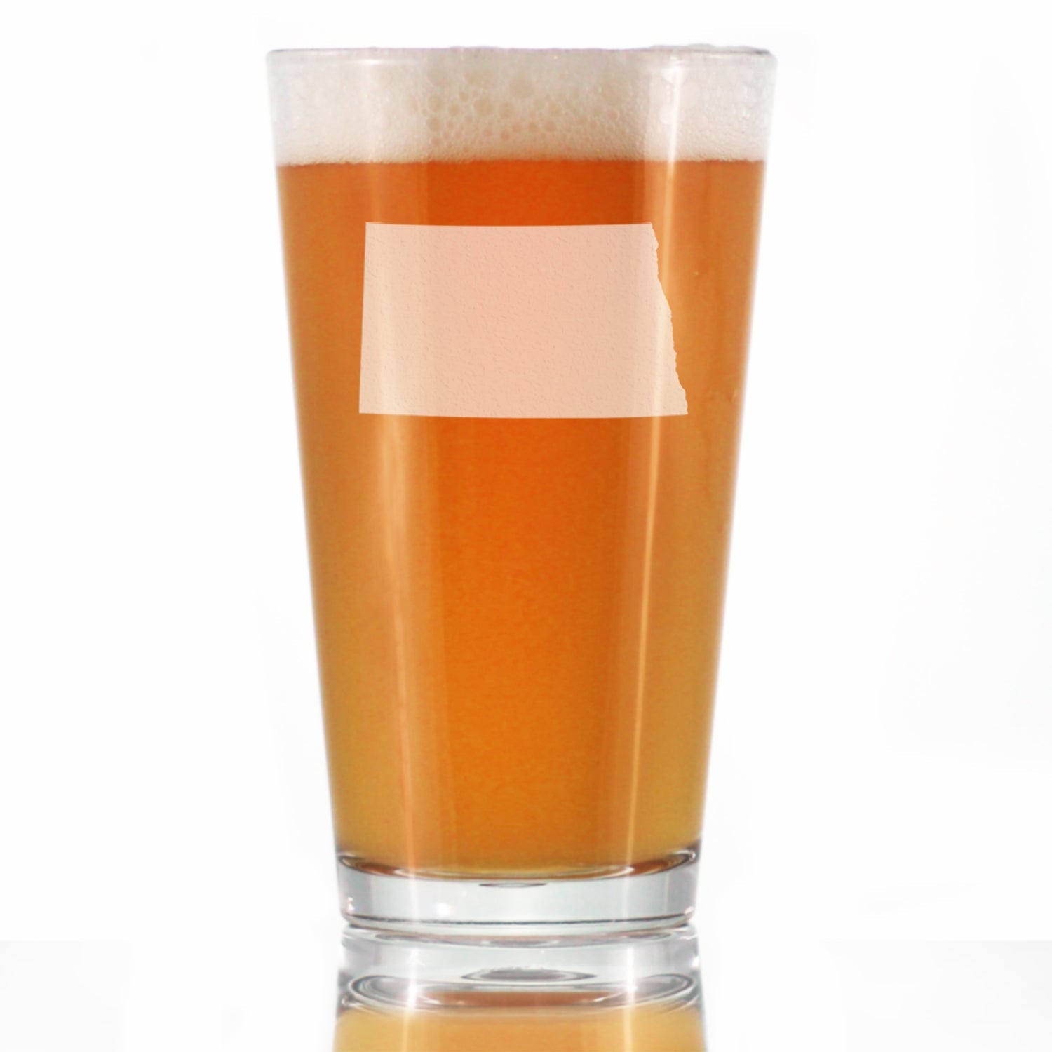 North Dakota State Outline Pint Glass for Beer - State Themed Drinking Decor and Gifts for North Dakotan Women &amp;amp; Men - 16 Oz Glasses