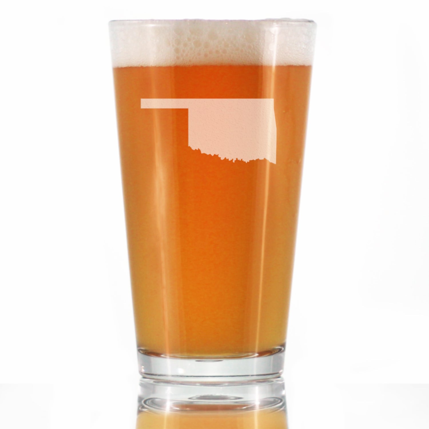Oklahoma State Outline Pint Glass for Beer - State Themed Drinking Decor and Gifts for Oklahoman Women &amp;amp; Men - 16 Oz Glasses