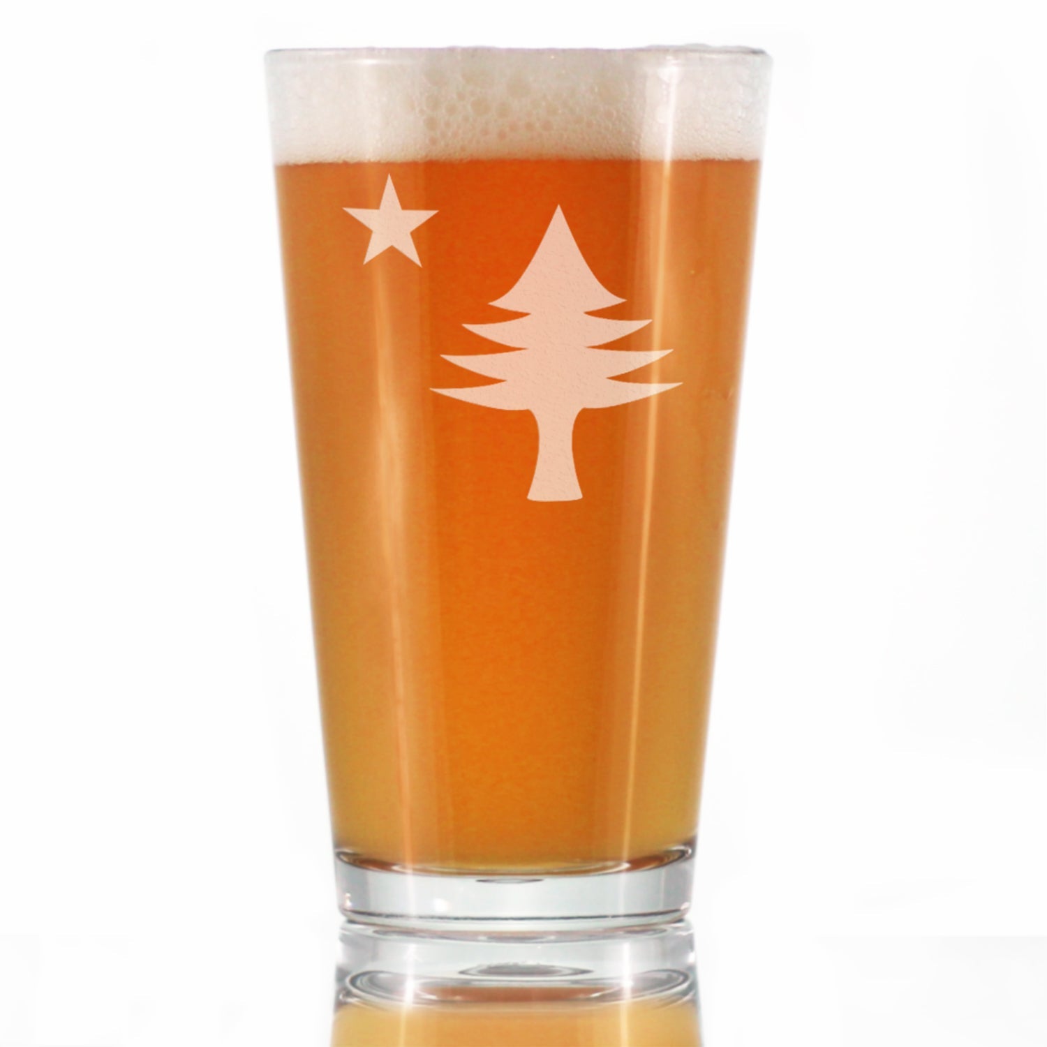 Old Maine Flag Pint Glass for Beer - Original 1901 State of Maine Flag Gifts for Women &amp;amp; Men Mainers - 16 Oz Pint Glasses