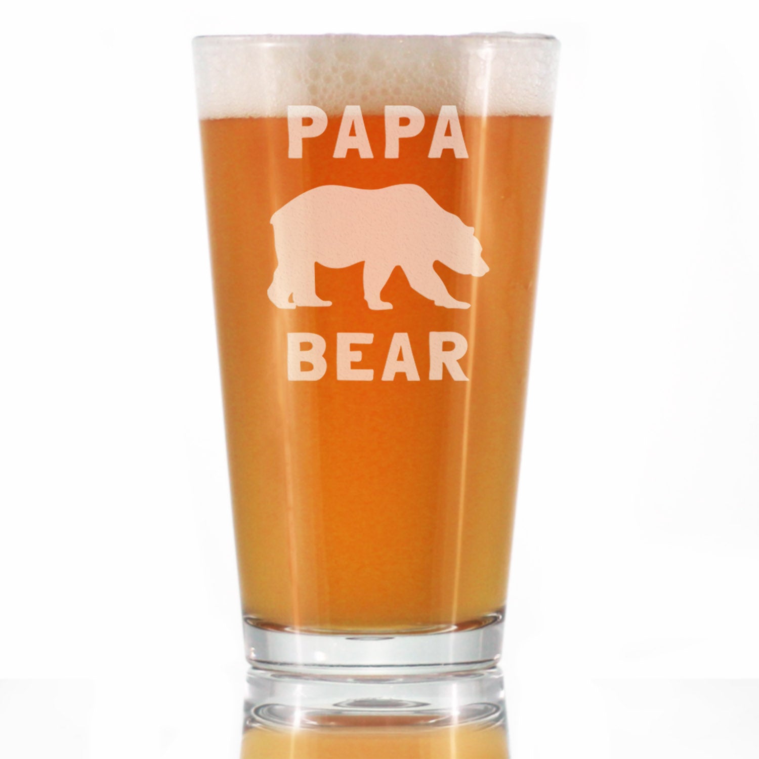 Papa Bear Pint Glass for Beer - Cute Funny Dad Gift Ideas for Father&amp;#39;s Day or Birthday - 16 Oz Glasses