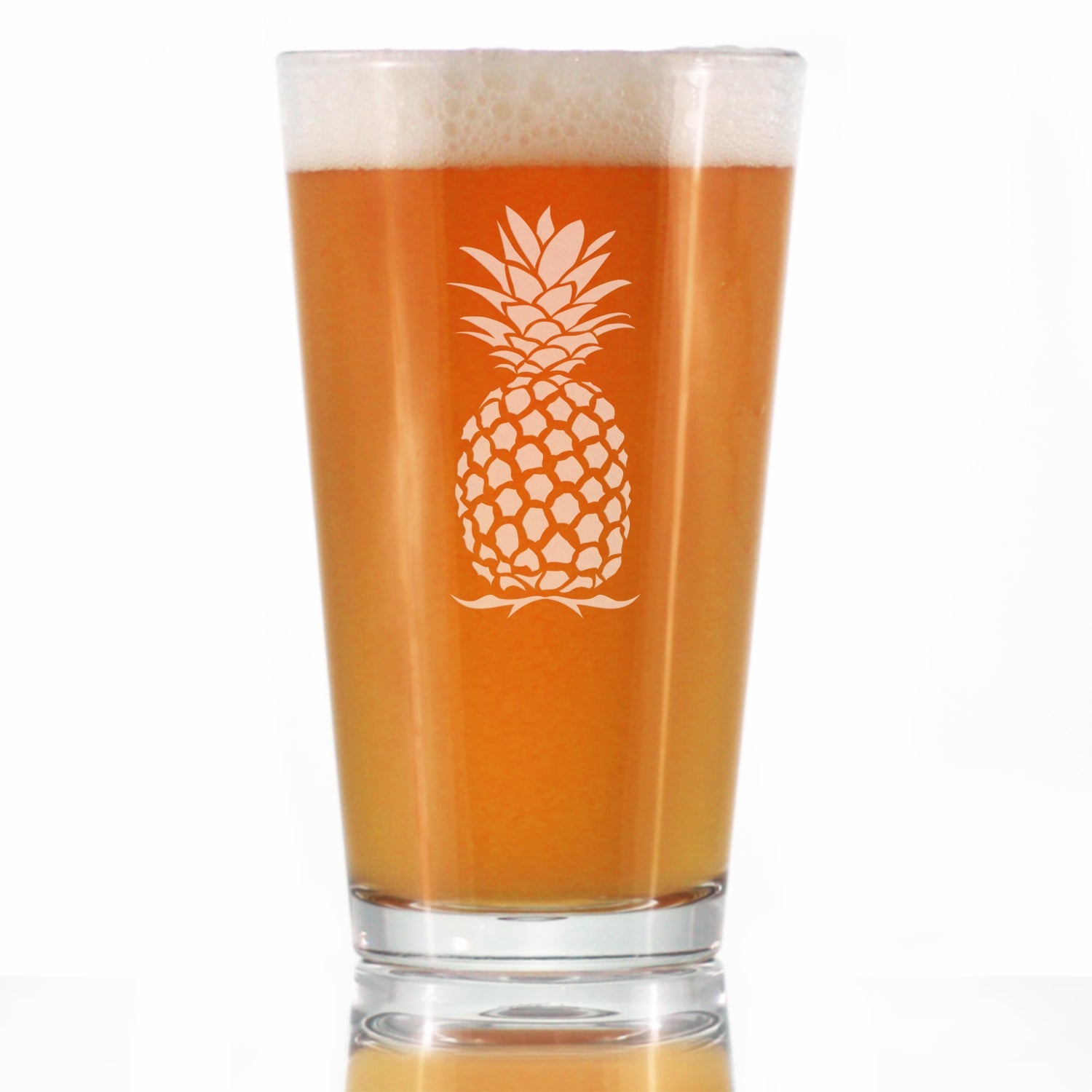 Pineapple Pint Glass for Beer - Fun Tropical Themed Decor and Gifts - 16 oz Glasses