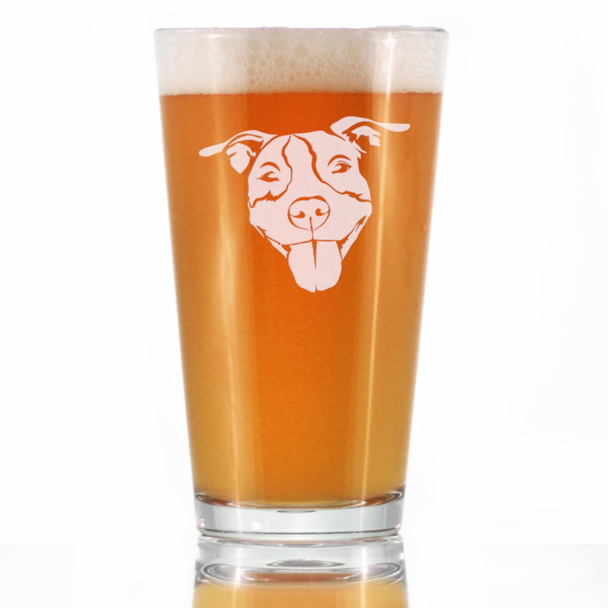 Happy Pitbull - Pint Glass for Beer - Fun Unique Pitbull Themed Dog Gifts and Party Decor for Women and Men - 16 oz