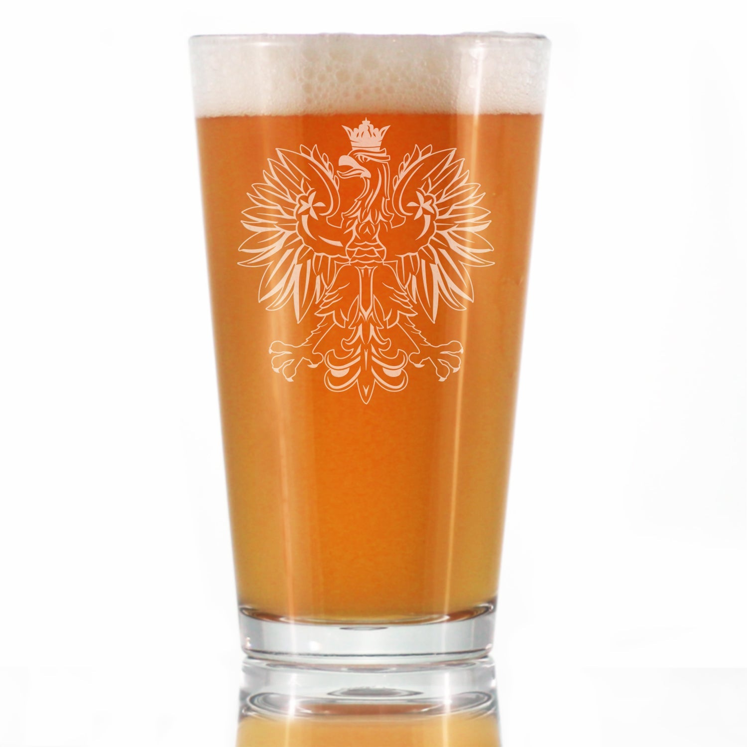 Polish Eagle - Engraved Pint Glass, Party Cup for Poles &amp;amp; Beer Lovers, Unique Poland Gifts