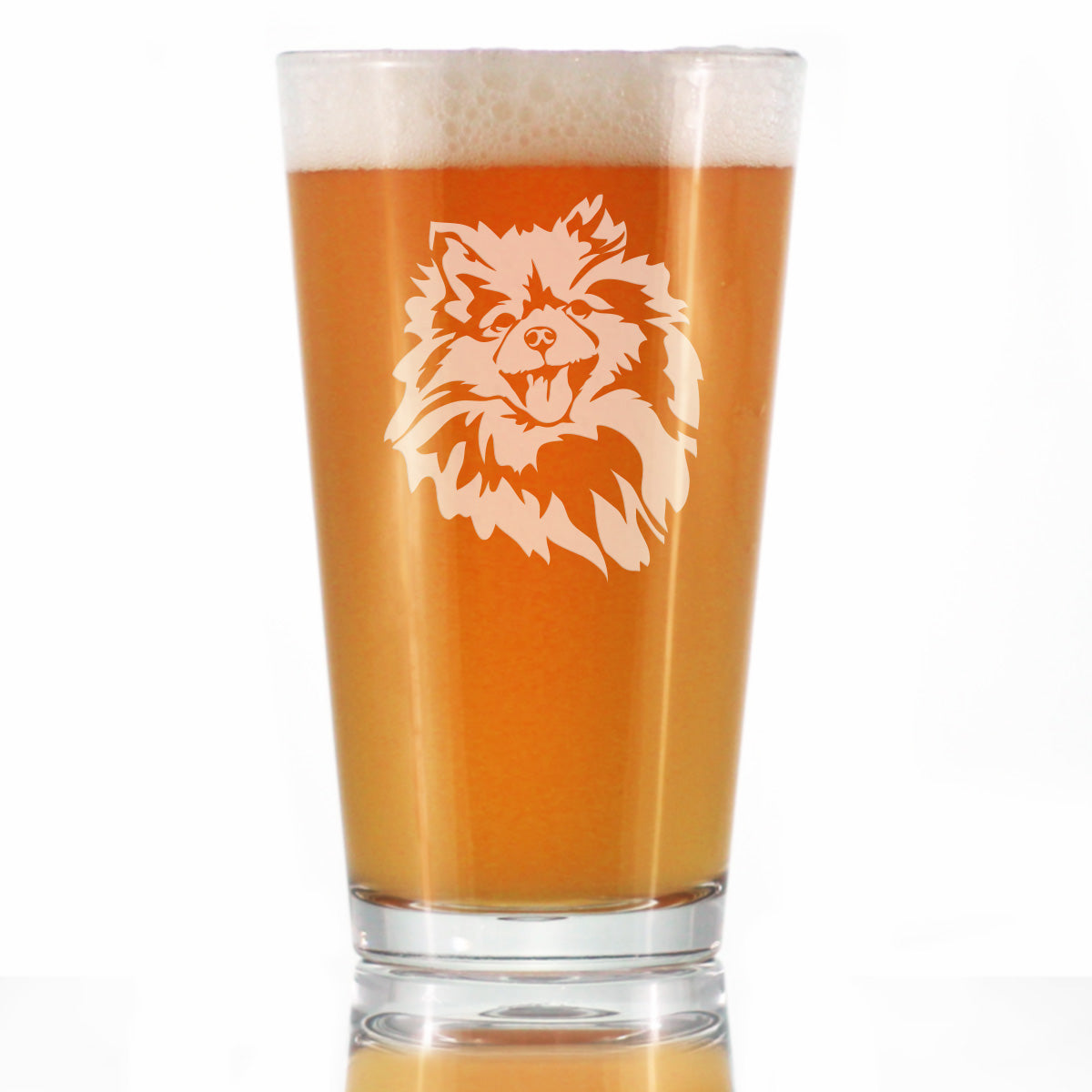 Pomeranian Face Pint Glass for Beer - Unique Dog Themed Decor and Gifts for Moms &amp;amp; Dads of Pomeranians - 16 Oz