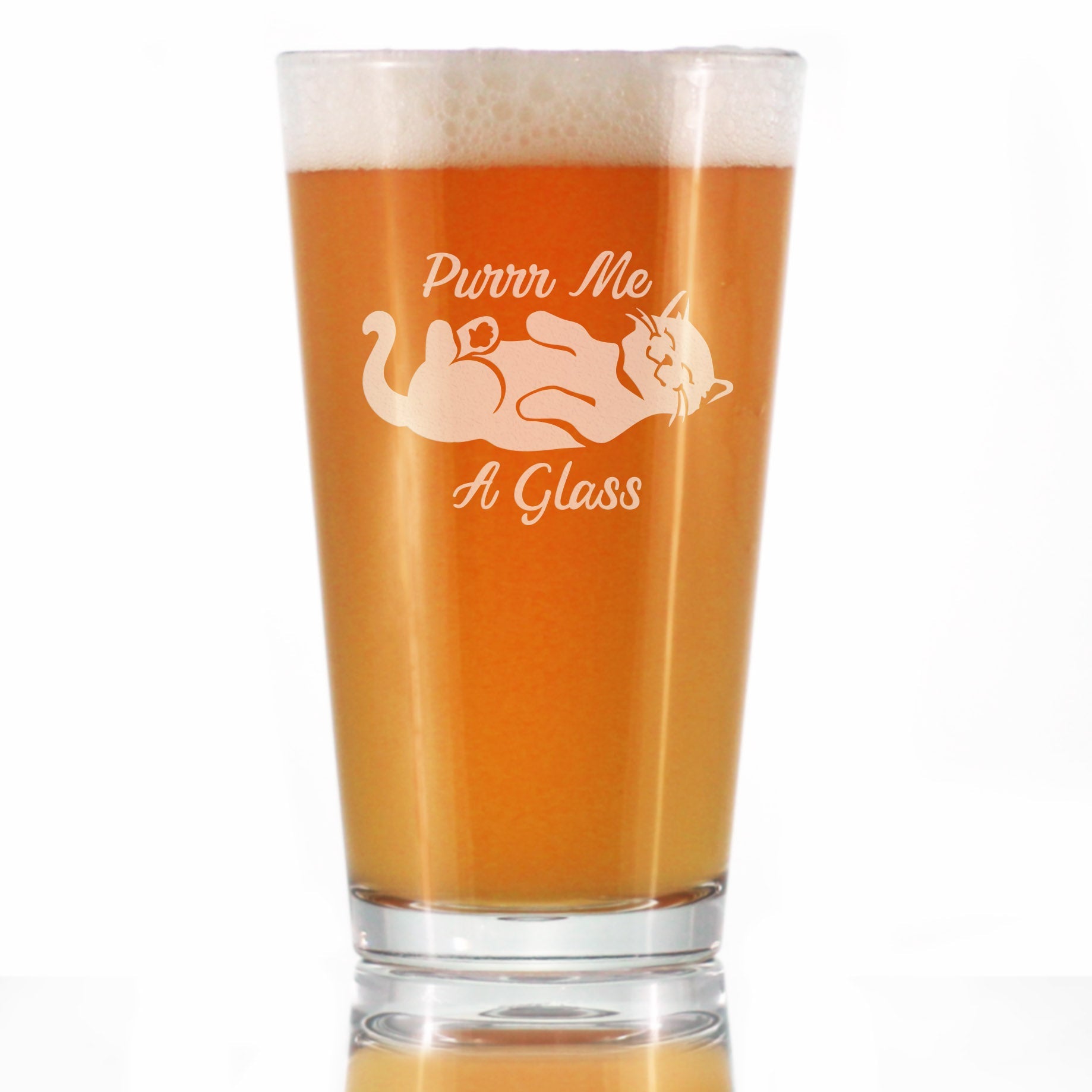 Purr Me a Glass - Funny Cat Pint Glass Gifts for Beer Drinking Men &amp;amp; Women - Fun Unique Kitty Décor - 16 oz
