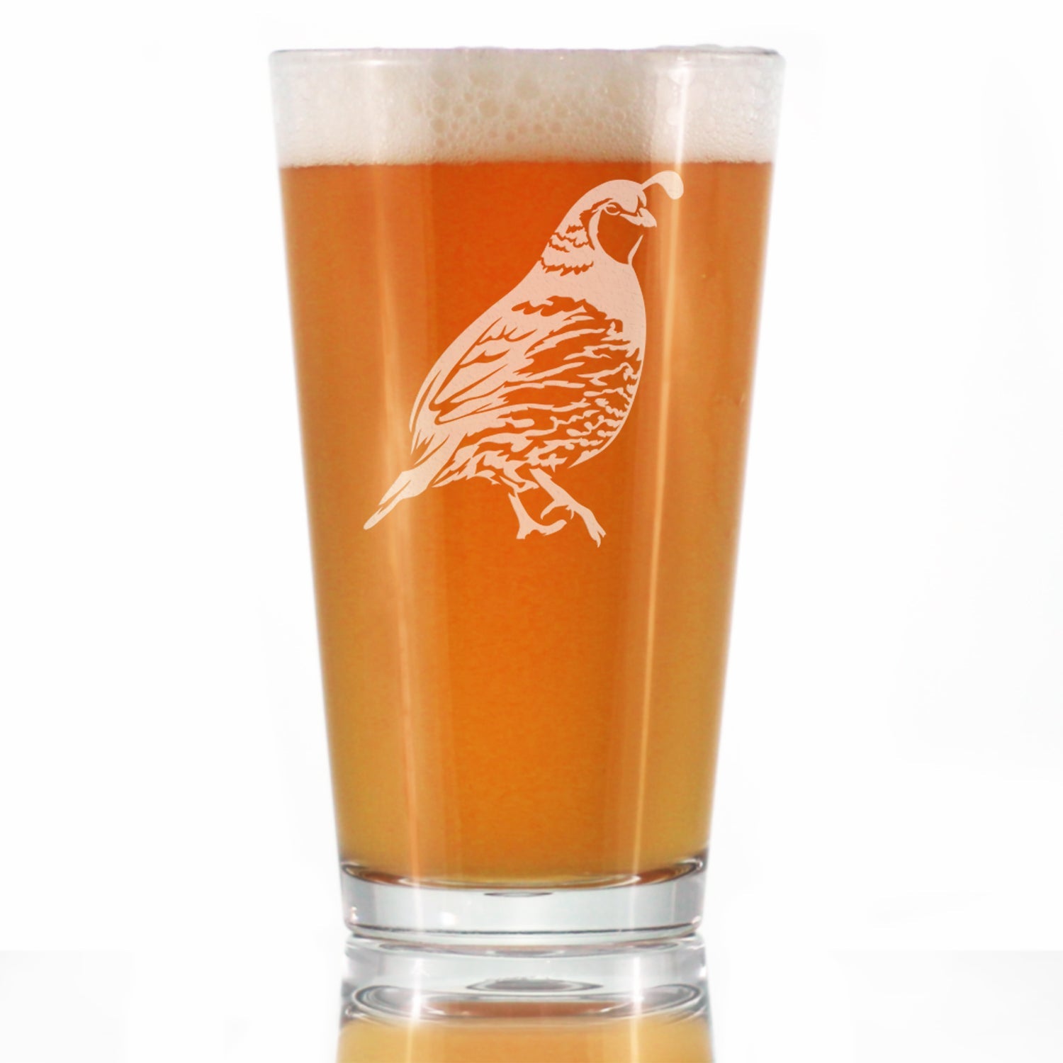 Quail Pint Glass for Beer - Fun Bird Themed Gifts and Decor for Men &amp;amp; Women - 16 oz Glasses