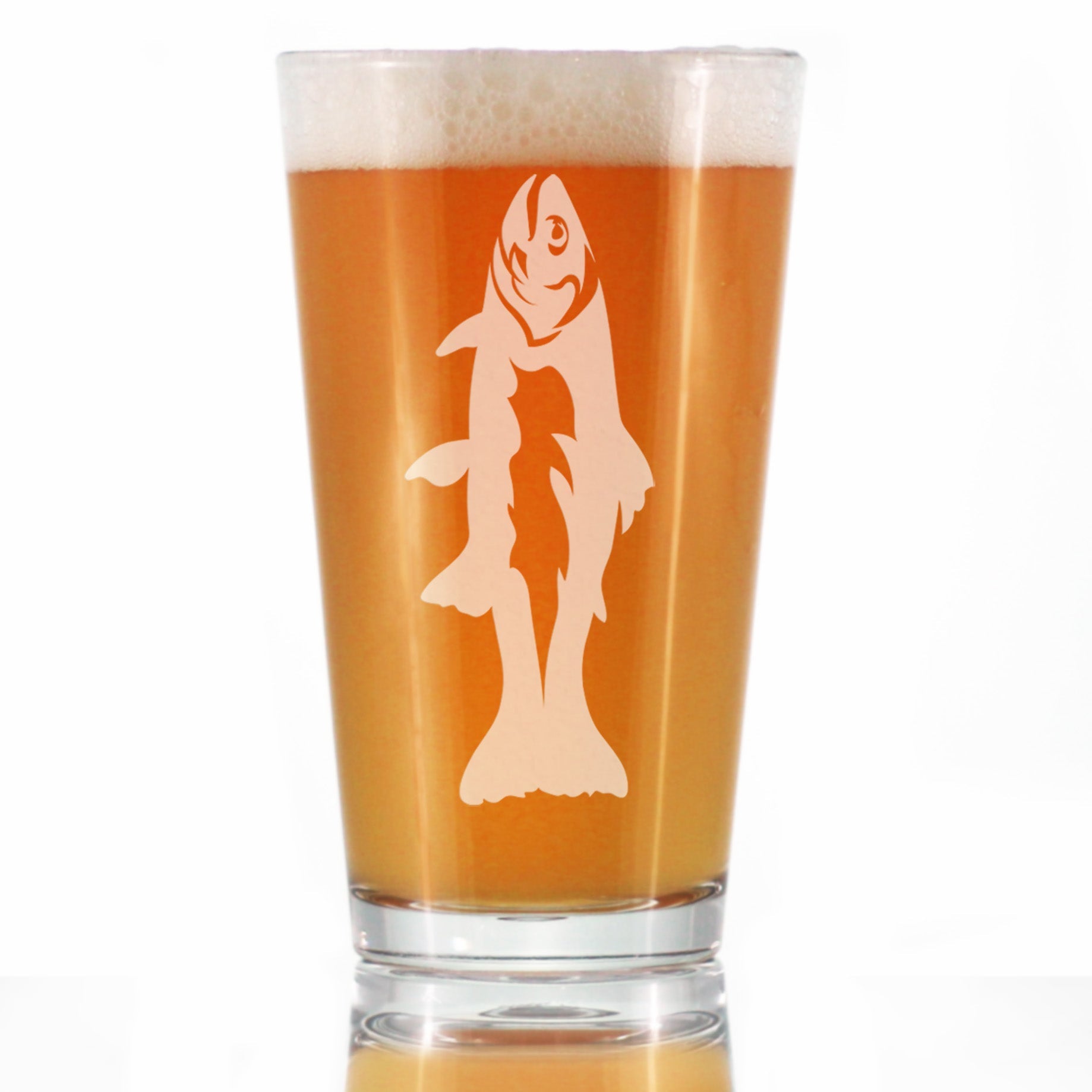 Trout - Pint Glass for Beer - Trout Fishing Gifts for Fisherman - Fun Fish Cups &amp;amp; Lake House Decor - 16 oz