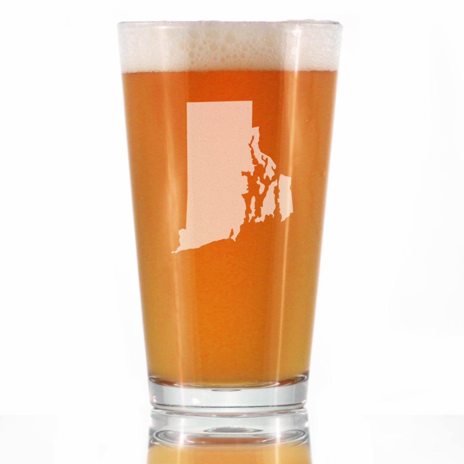 Rhode Island State Outline Pint Glass for Beer - State Themed Drinking Decor and Gifts for Rhode Islander Women &amp;amp; Men - 16 Oz Glasses