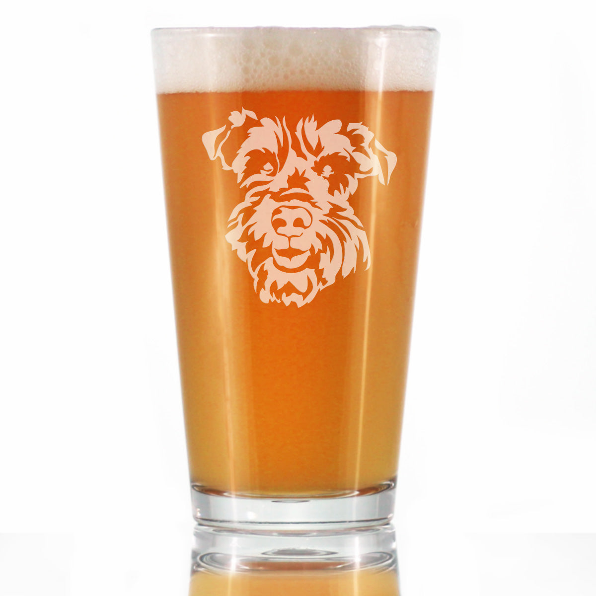 Schnauzer Face Pint Glass for Beer - Unique Dog Themed Decor and Gifts for Moms &amp;amp; Dads of Schnauzers - 16 Oz