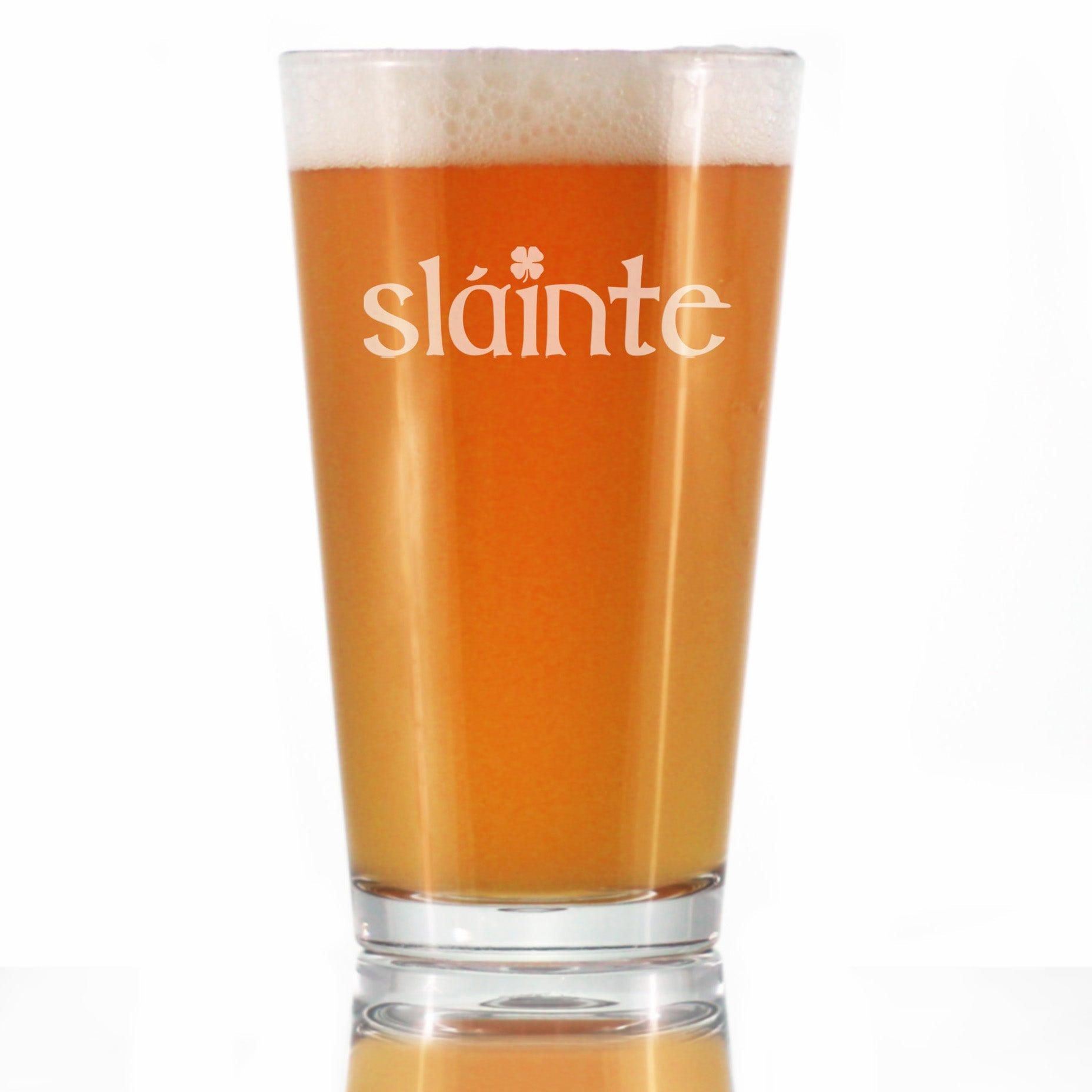 Slainte - Irish Cheers - Pint Glass for Beer - Funny St Patricks Day Party Decor or Gifts for Men &amp;amp; Women - 16 oz Cup
