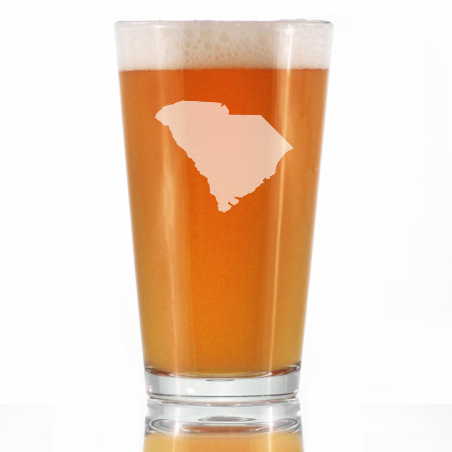 South Carolina State Outline Pint Glass for Beer - State Themed Drinking Decor and Gifts for South Carolinian Women &amp;amp; Men - 16 Oz Glasses