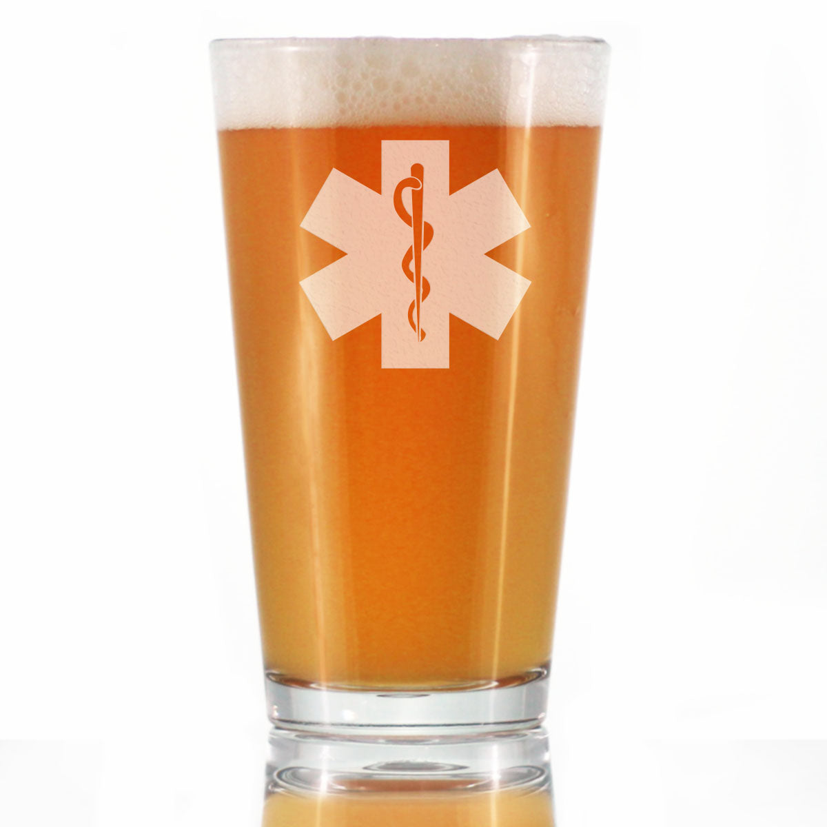 EMT Star of Life Pint Glass for Beer - EMS Themed Gifts for Paramedics and EMTS - 16 Oz