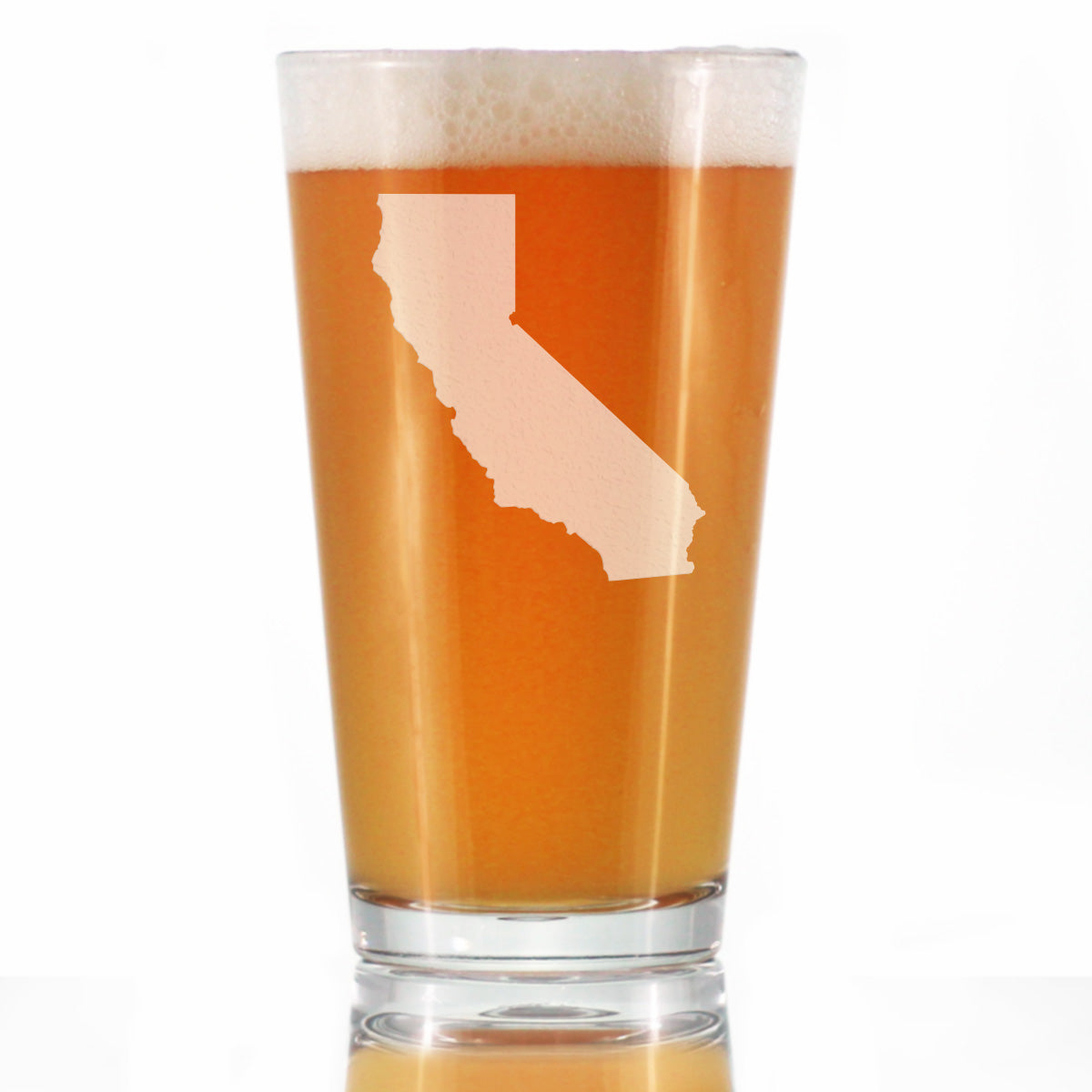 California State Outline Pint Glass for Beer - State Themed Drinking Decor and Gifts for Californian Women &amp;amp; Men - 16 Oz Glasses
