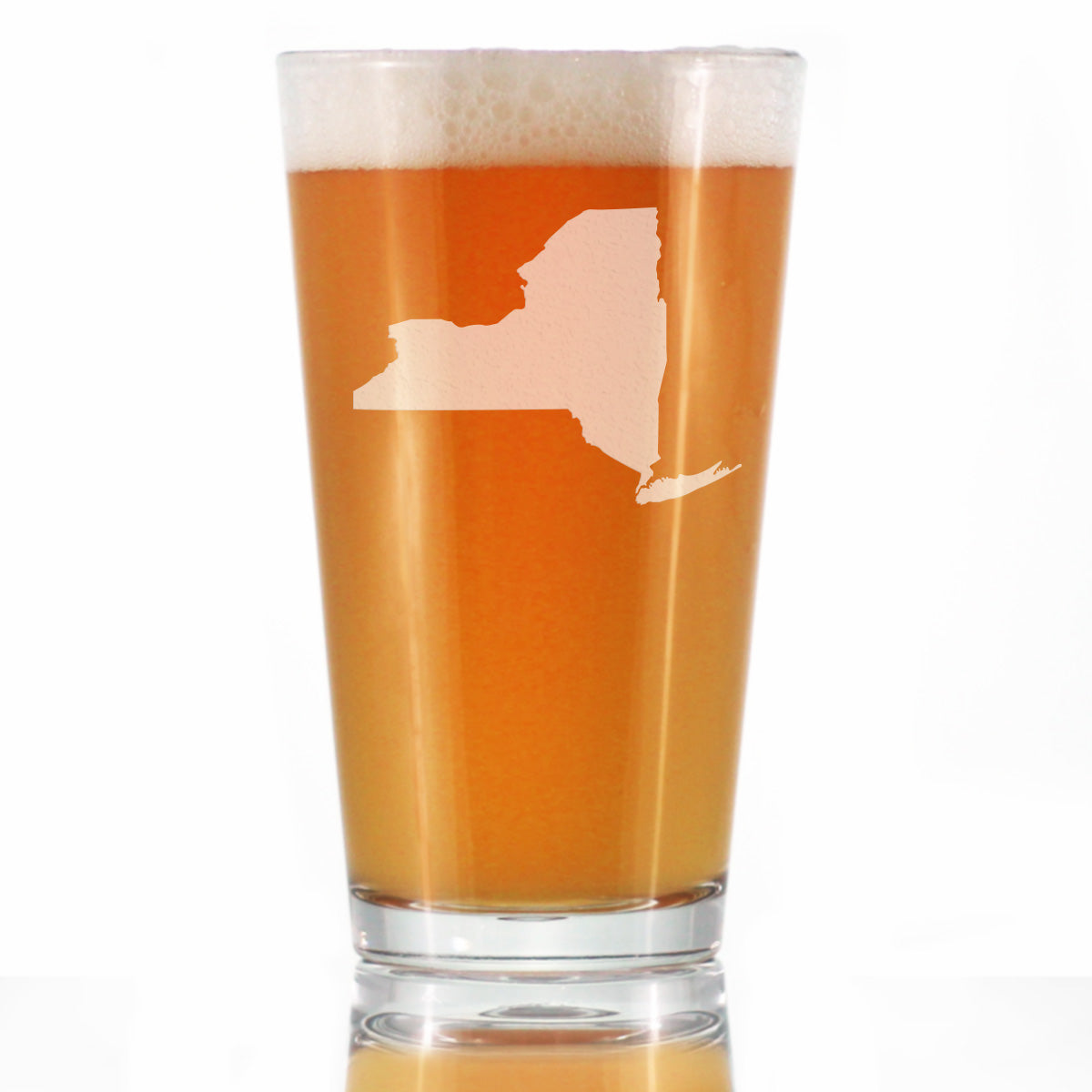 New York State Outline Pint Glass for Beer - State Themed Drinking Decor and Gifts for New Yorker Women &amp;amp; Men - 16 Oz Glasses