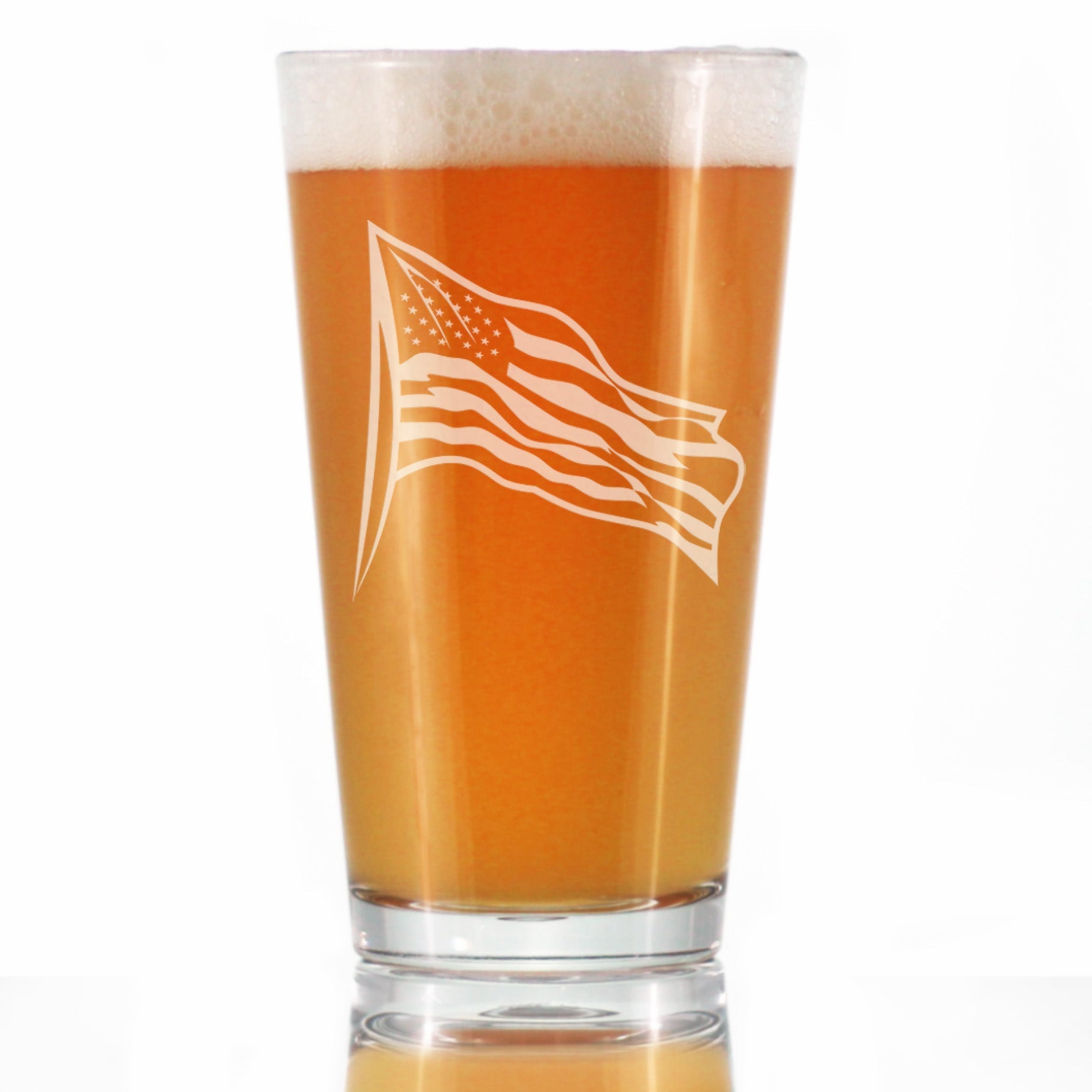 American Flag Pint Glass Gift for Beer Drinking Patriotic Men &amp;amp; Women - 16 oz Glasses
