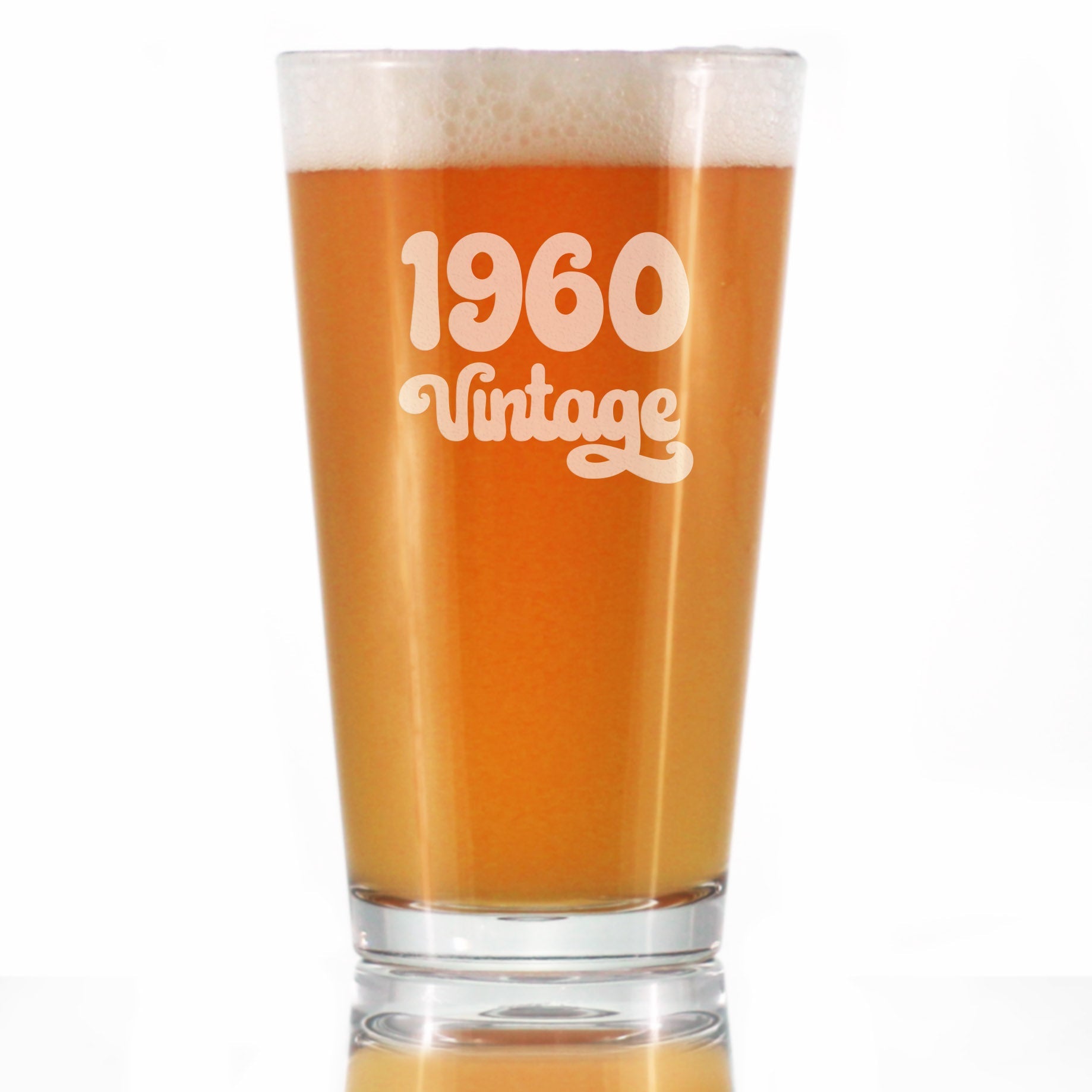 Vintage 1960 - Pint Glass for Beer - 65th Birthday Gifts for Men or Women Turning 65 - Fun Bday Party Decor - 16 oz