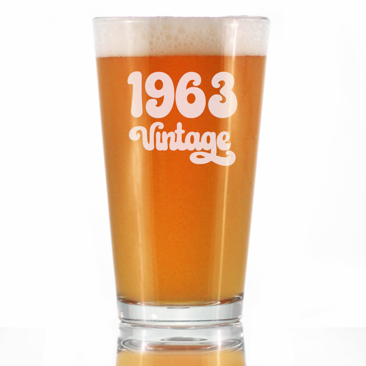 Vintage 1963 - Pint Glass for Beer - 62nd Birthday Gifts for Men or Women Turning 62 - Fun Bday Party Decor - 16 oz