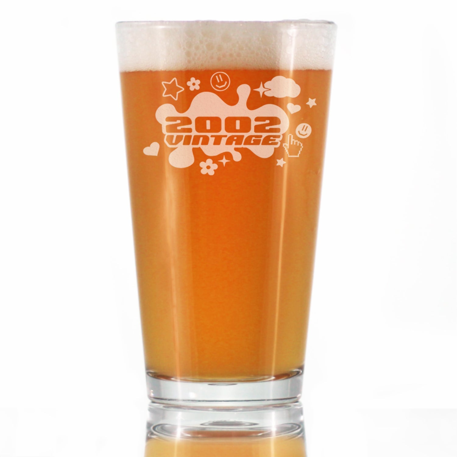 Vintage 2002 - Pint Glass for Beer - 23rd Birthday Gifts for Men or Women Turning 23 - Fun Bday Party Decor - 16 oz