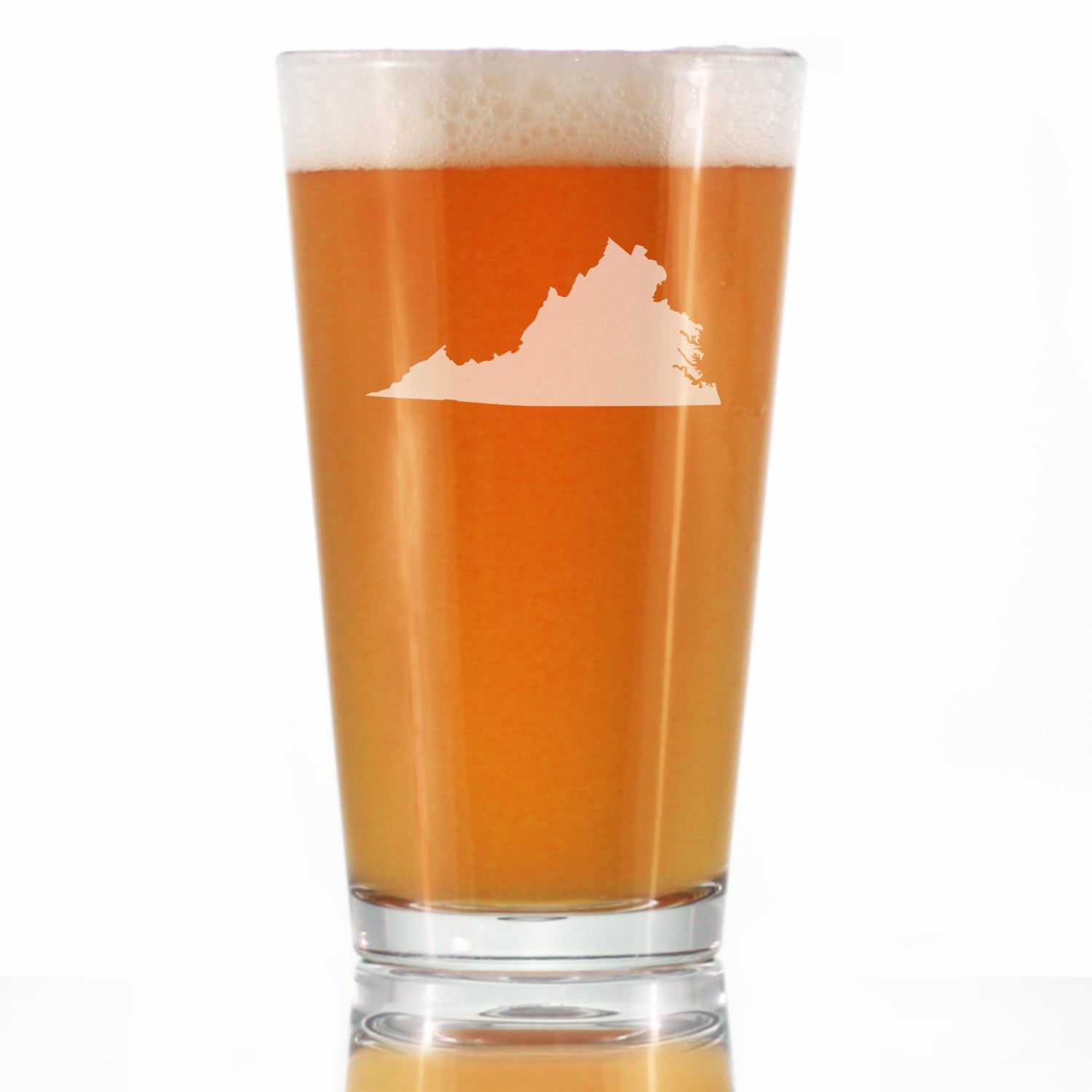 Virginia State Outline Pint Glass for Beer - State Themed Drinking Decor and Gifts for Virginian Women &amp;amp; Men - 16 Oz Glasses