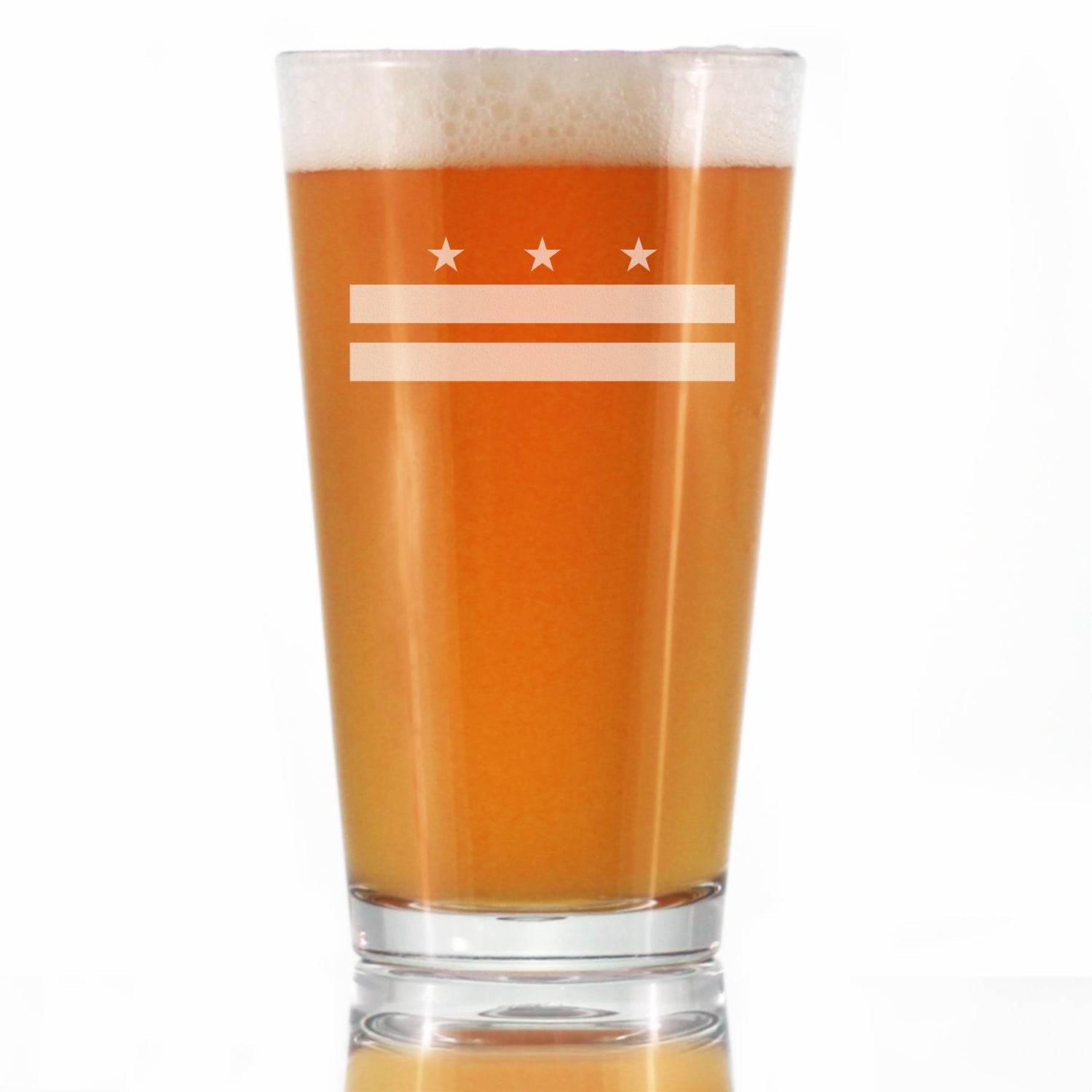 Washington DC Flag Pint Glass for Beer - State Themed Drinking Decor and Gifts for Washingtonian Women &amp;amp; Men - 16 Oz Glasses