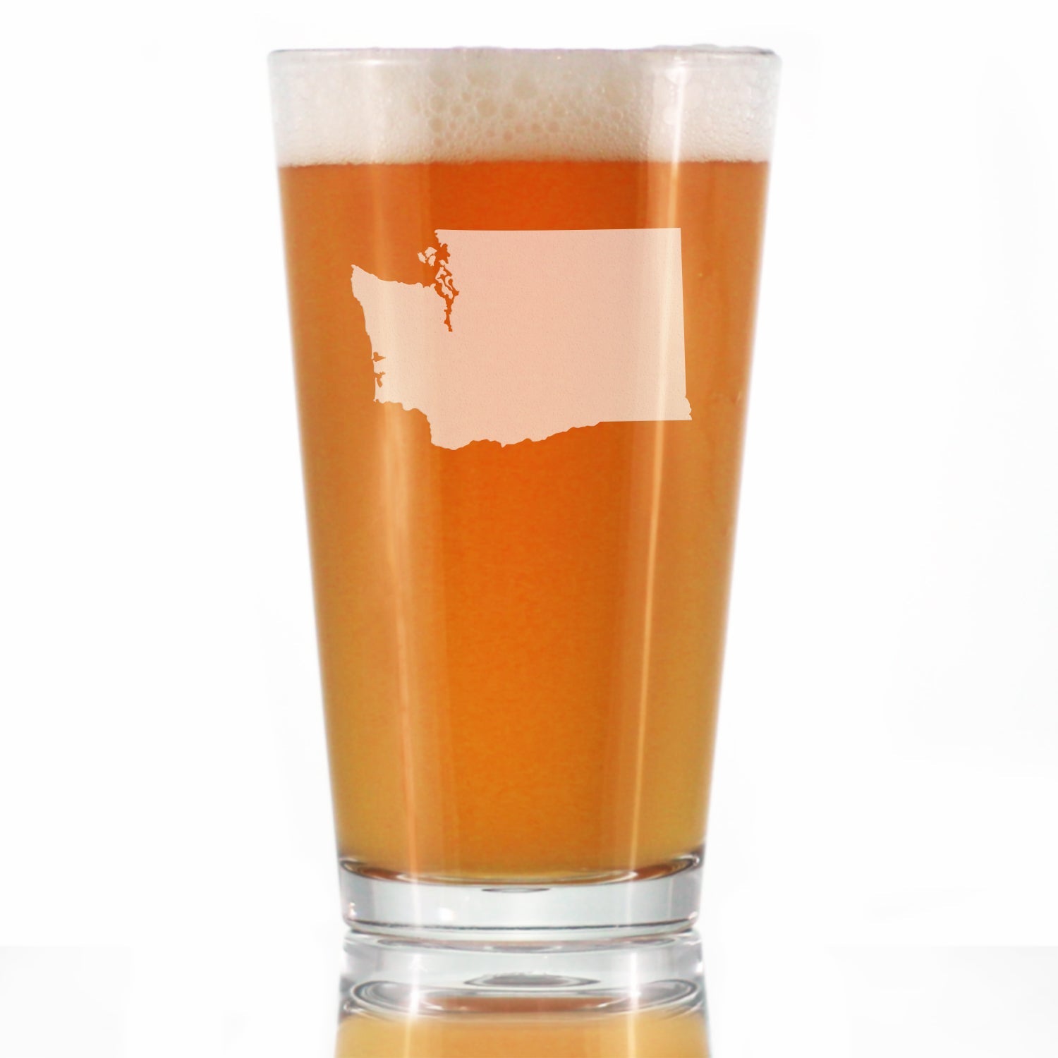 Washington State Outline Pint Glass for Beer - State Themed Drinking Decor and Gifts for Washingtonian Women &amp;amp; Men - 16 Oz Glasses