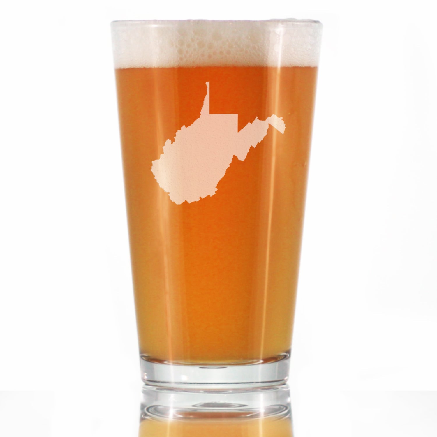 West Virginia State Outline Pint Glass for Beer - State Themed Drinking Decor and Gifts for West Virginian Women &amp;amp; Men - 16 Oz Glasses