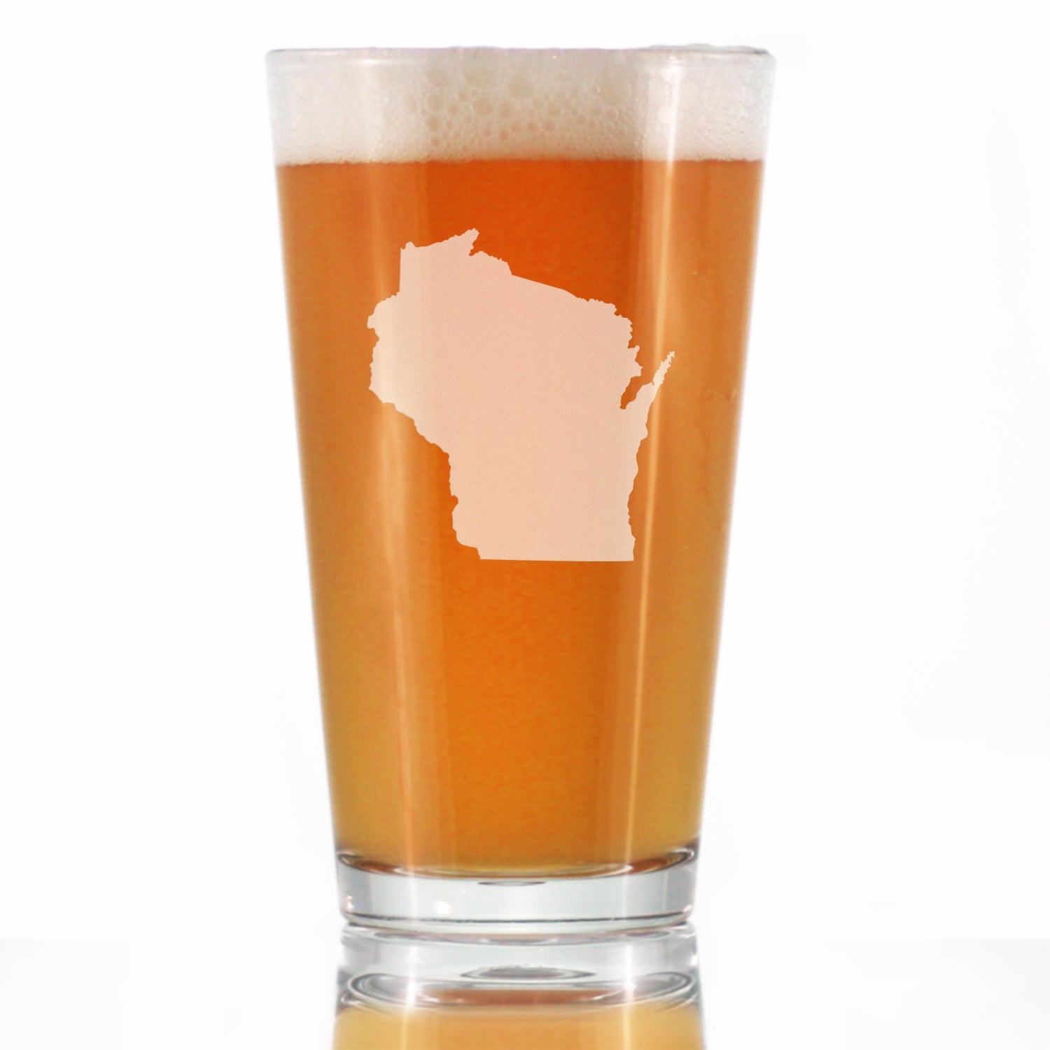 Wisconsin State Outline Pint Glass for Beer - State Themed Drinking Decor and Gifts for Wisconsinite Women &amp;amp; Men - 16 Oz Glasses