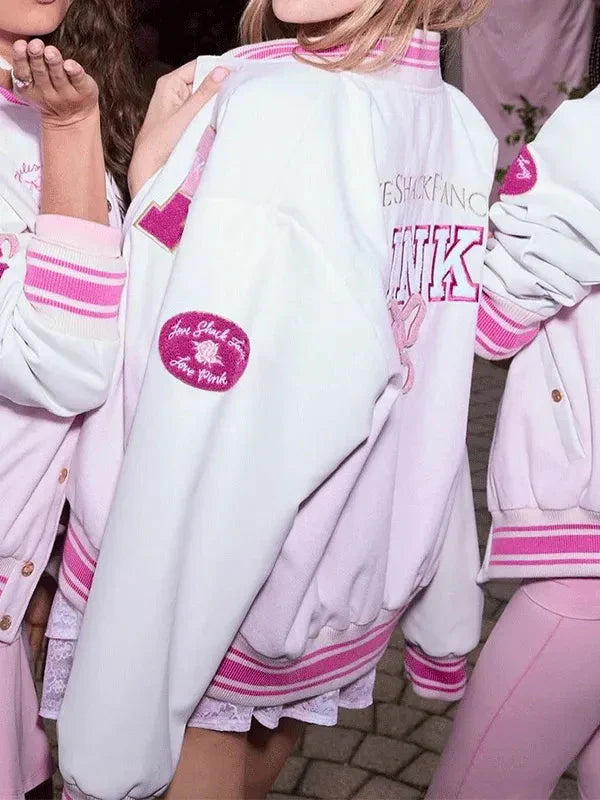 PINK x Love Shack Fancy Pink Varsity Jacket