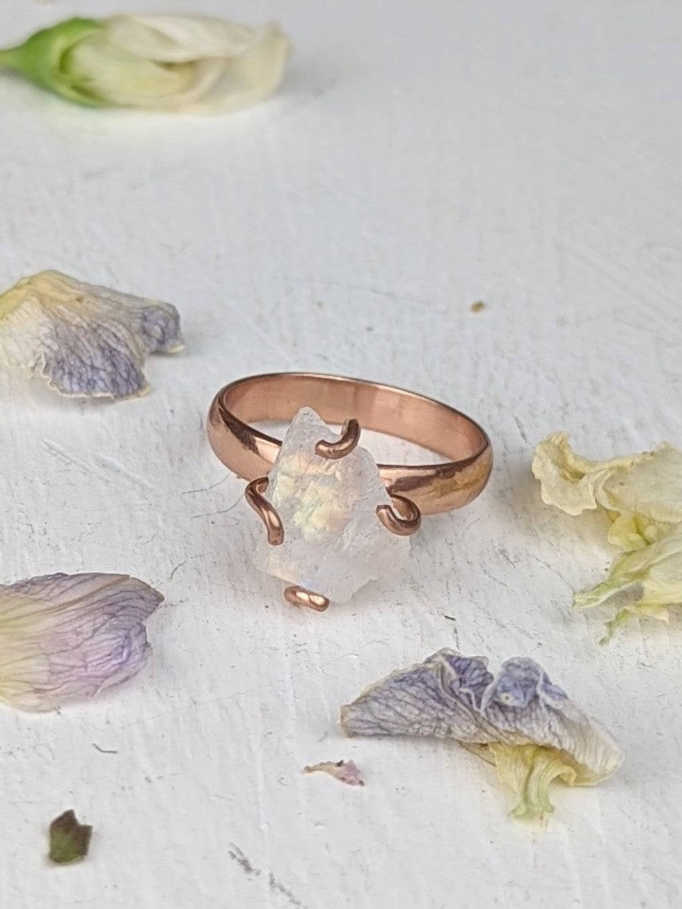Raw Moonstone Prong Ring