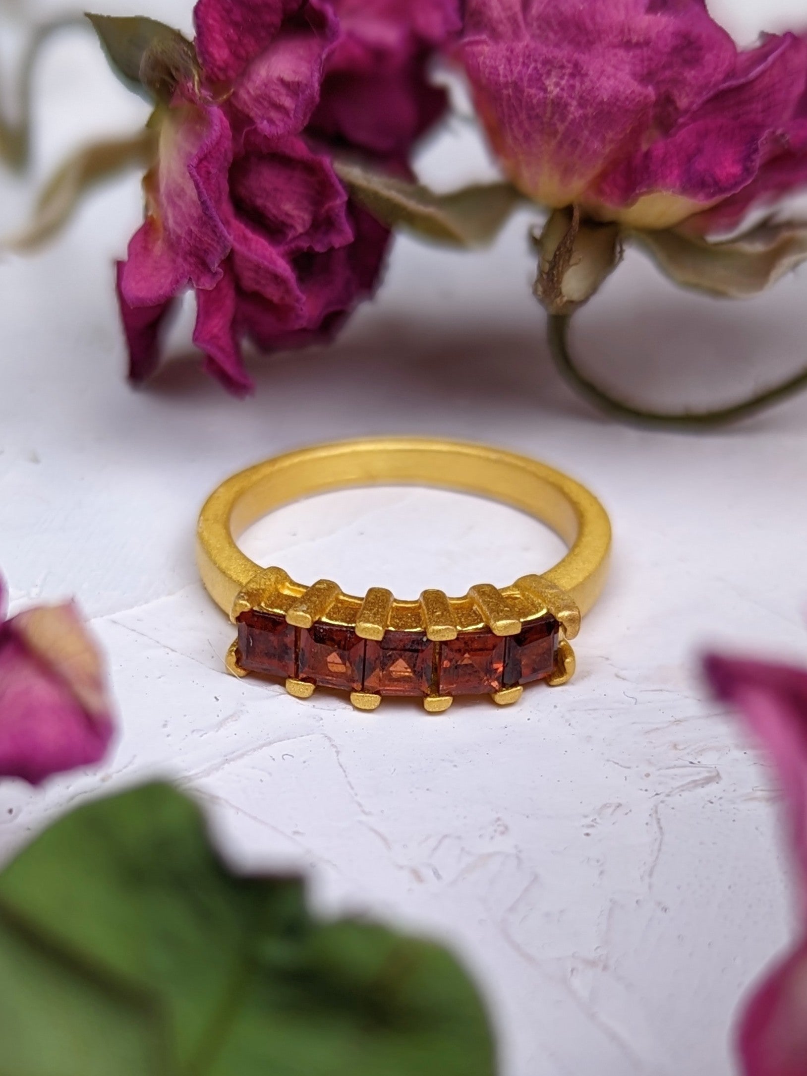 Garnet Squares Gemstone Ring