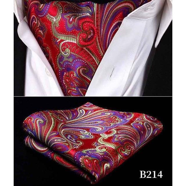 Paisley Red Silk Ascot/Cravat Tie &amp;amp; Handkerchief