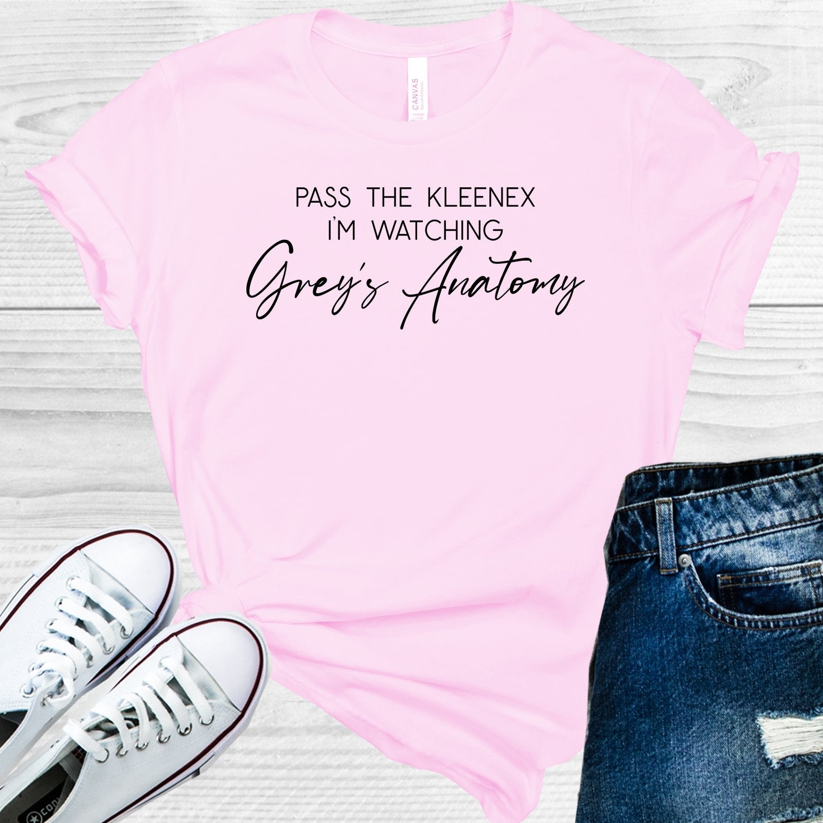 Pass the Kleenex I&amp;#39;m Watching Grey&amp;#39;s Anatomy Graphic Tee