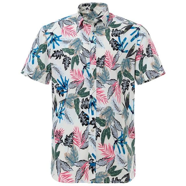 Pastel Palm Hawaiian Cotton Short Sleeve Shirt