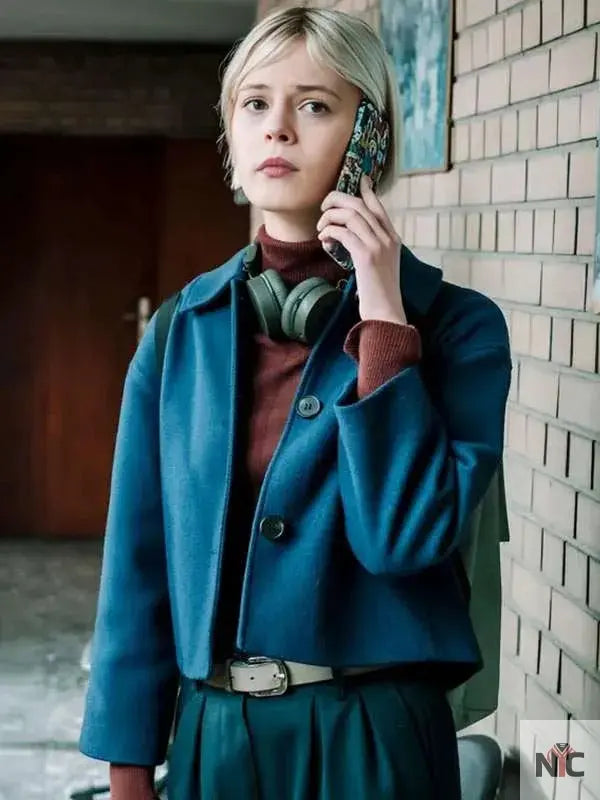 Patience 2025 Ella Maisy Purvis Blue Wool Jacket