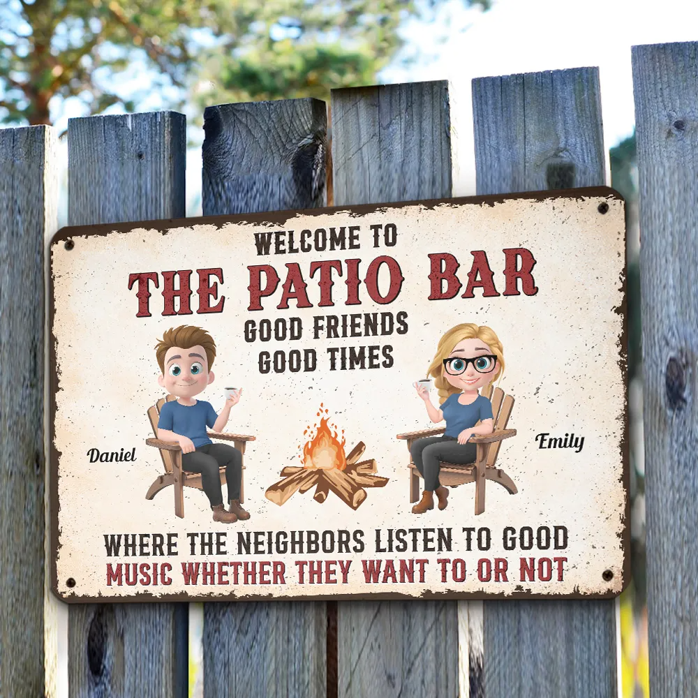 Patio Grilling Listen To The Good Music Couple - Personalized Metal Sign - Gift For Couple, Anniversary, Valentine, Engagement