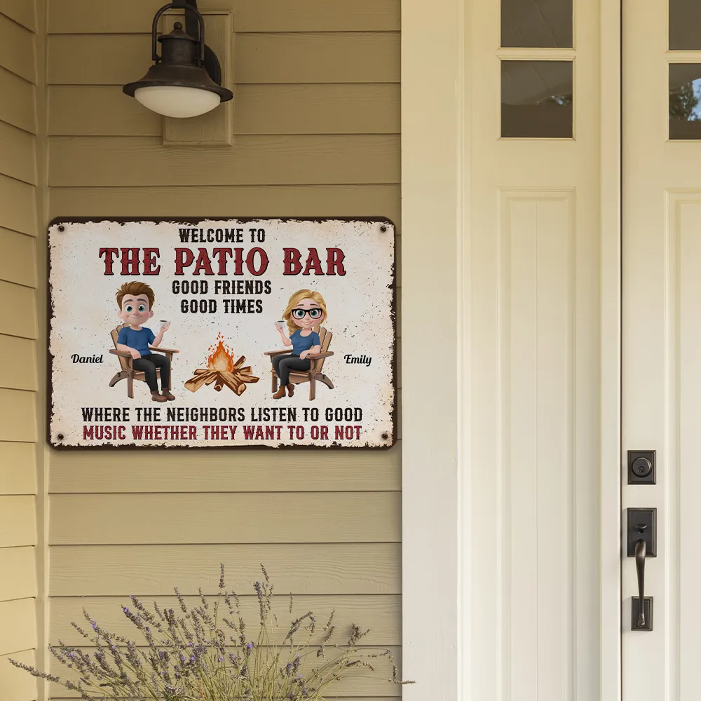 Patio Grilling Listen To The Good Music Couple - Personalized Metal Sign - Gift For Couple, Anniversary, Valentine, Engagement