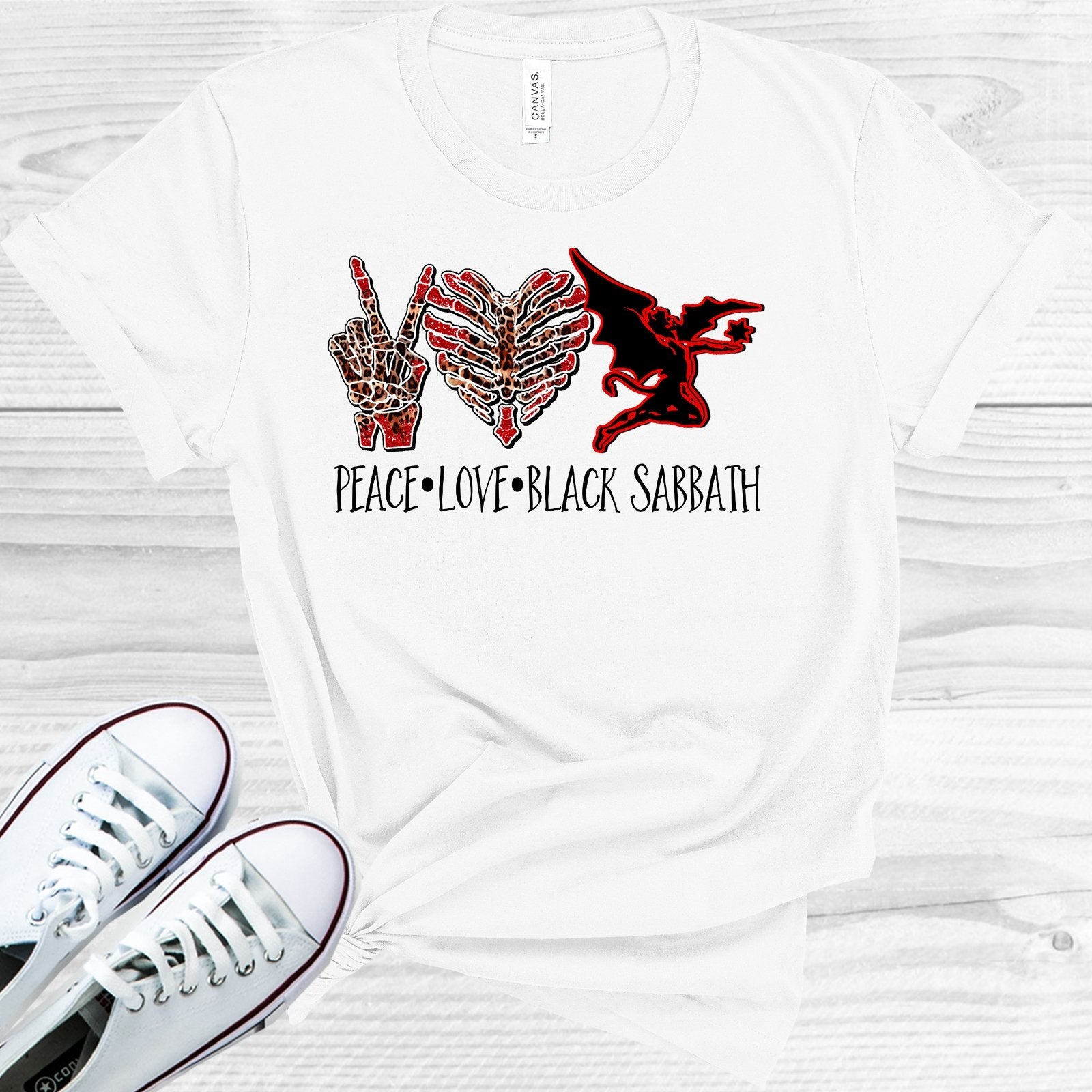 PEACE LOVE BLACK SABBATH GRAPHIC TEE