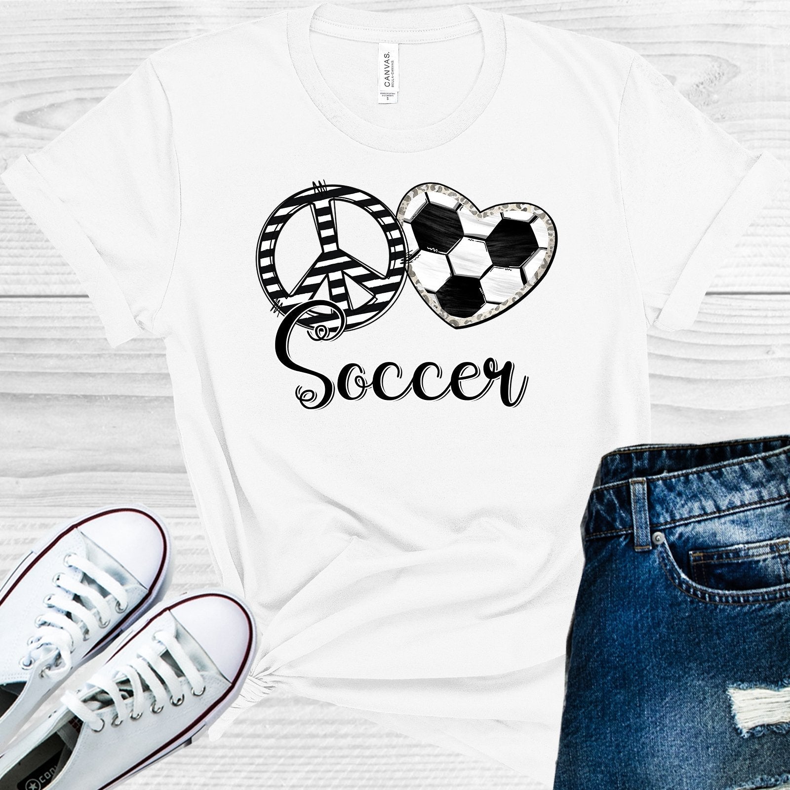 Peace Love Soccer Graphic Tee