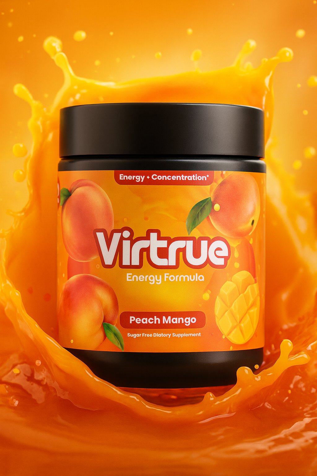 Peach Mango Pre-Workout Energy Powder + Focus Boost &amp;amp; Hydration | Sugar Free