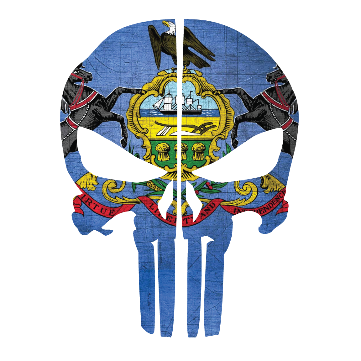 PENNSYLVANIA FLAG PUNISHER SKULL REAR HELMET REFLECTIVE HELMET DECAL